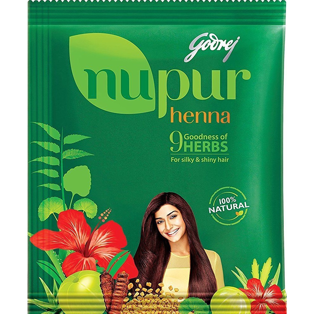 Godrej Nupur Henna Powder With Herbs Hair Color 100% Natural 120g