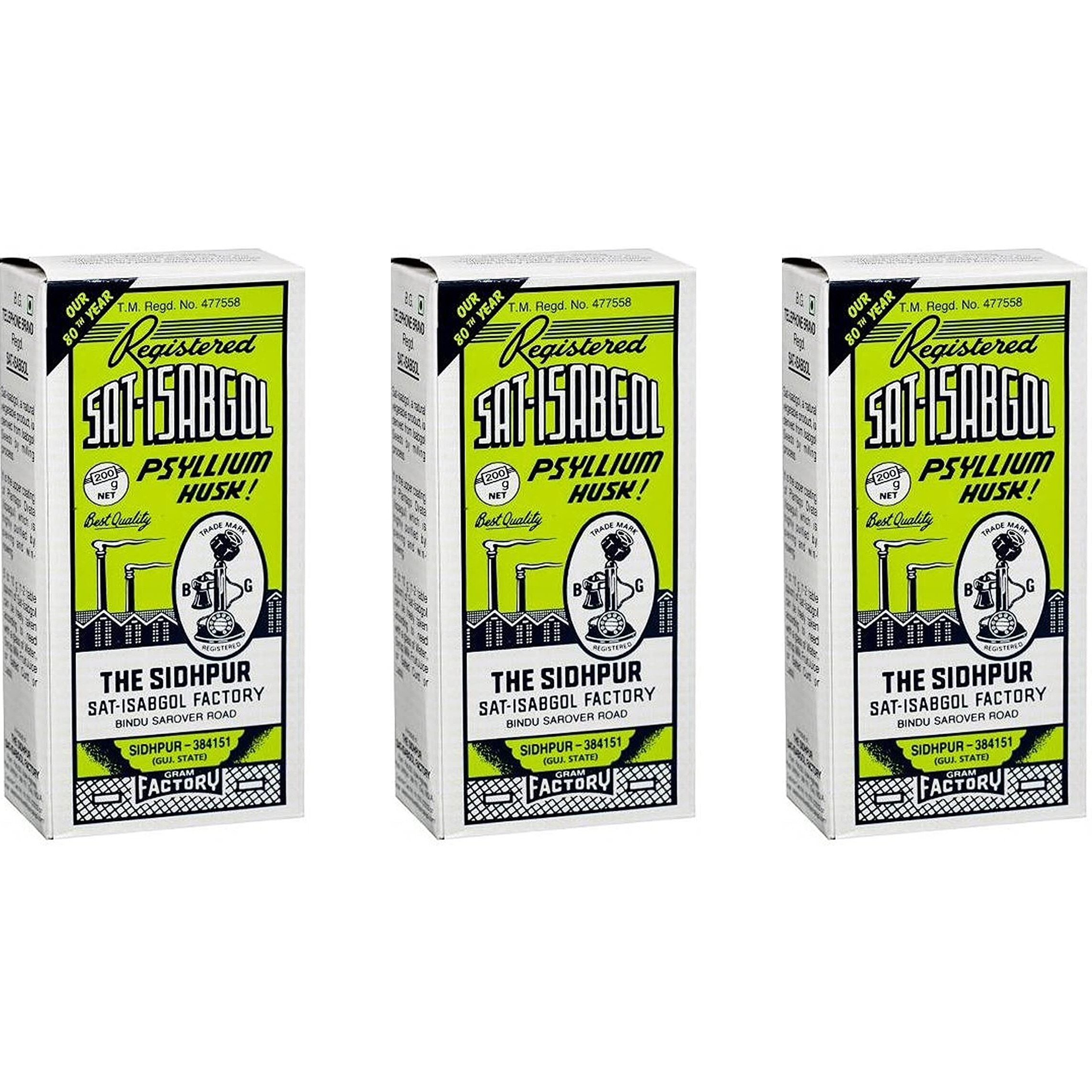 Sat Isabgol 200g - Also Known as Psyllium Husk - Supports Digestive Health - Smooth and Effective Relief from Constipation (Pack of 3)