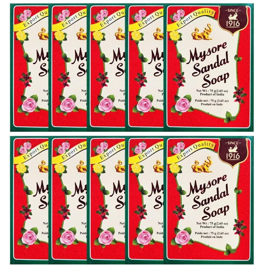 Mysore Sandal Soaps Pack of 10 (75 gr. Bars)