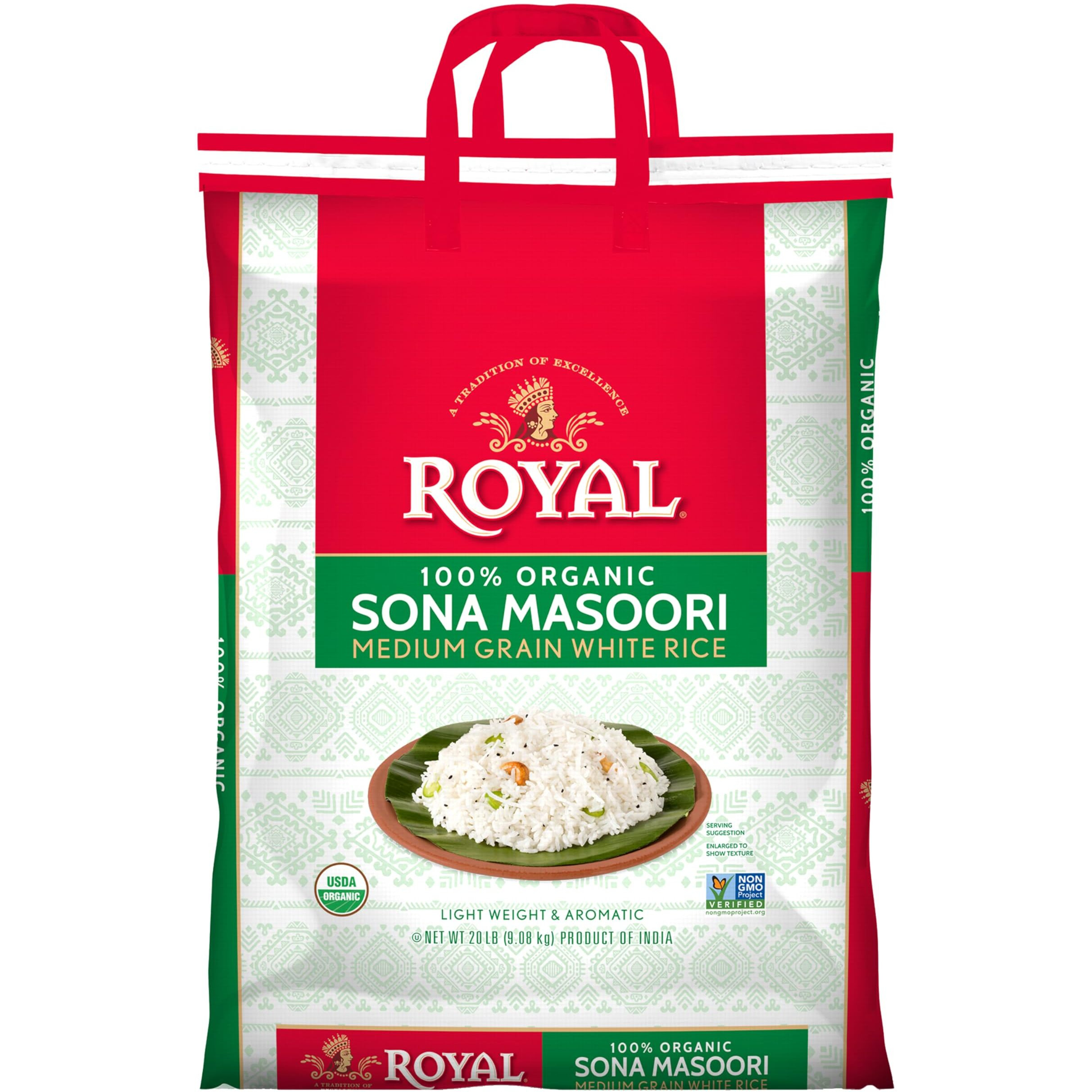 Royal Organic Sona Masoori Rice, 20 Pound