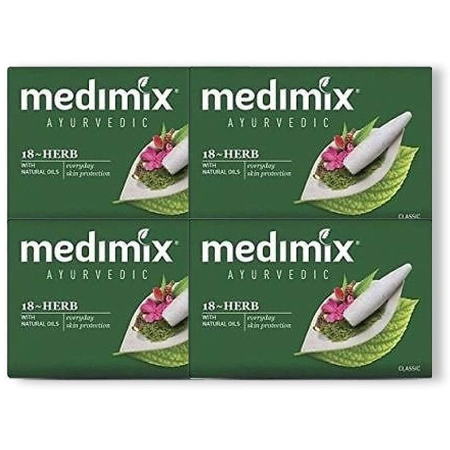 Medimix Herbal Handmade Ayurvedic Classic 18 Herb Soap for Healthy and Clear Skin Pack of 4 (4 x 125 g)