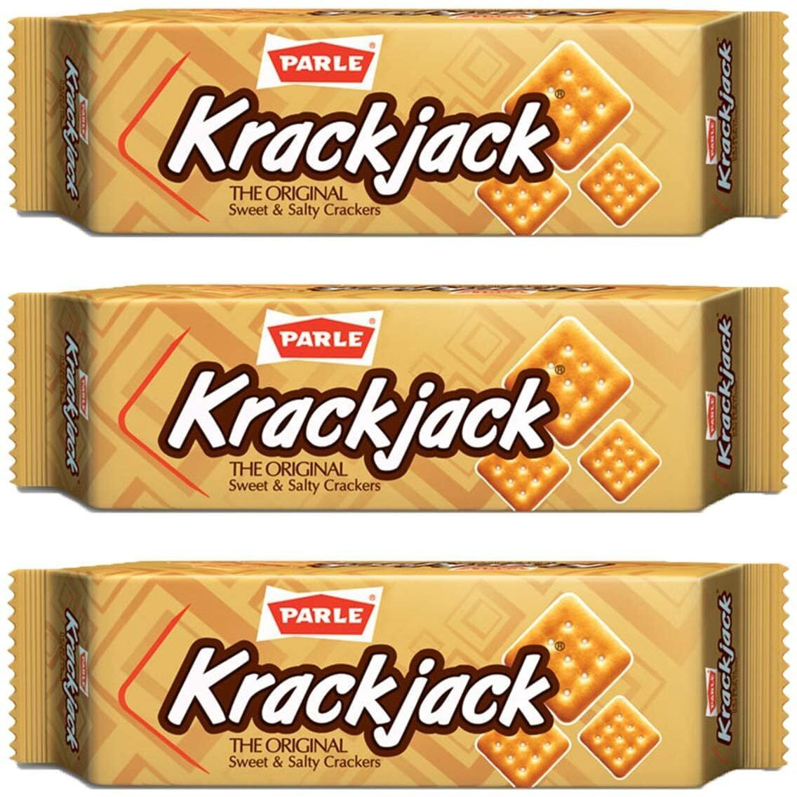 Parle Krackjack Biscuits, Indias First and Original Sweet and Salty Biscuit, Product of India, 3 packs (60g each)