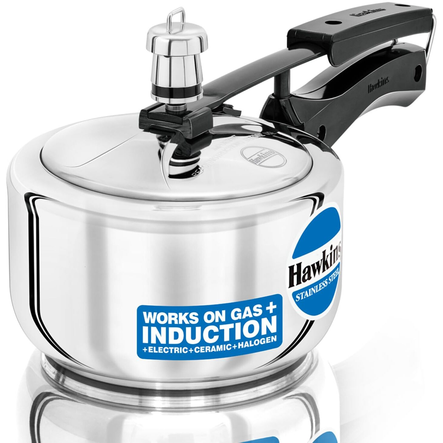 Hawkins Stainless Steel Pressure Cooker, 1.5 Liter, Silver