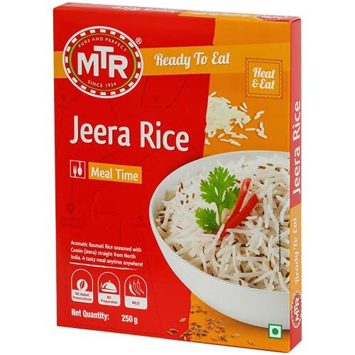 MTR Ready to Eat Just Heat and Eat | No Preparation | No additives | Gluten Free | Pack of 5 | Jeera Rice 300gm
