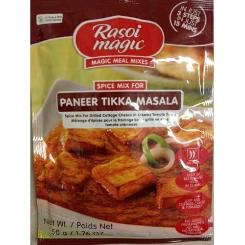 Rasoi Magic Paneer Tikka Masala - Spice Mix for Grilled Cheese in Creamy Tomato Sauce, 50 Grams, 1.76oz. (Pack of 2)