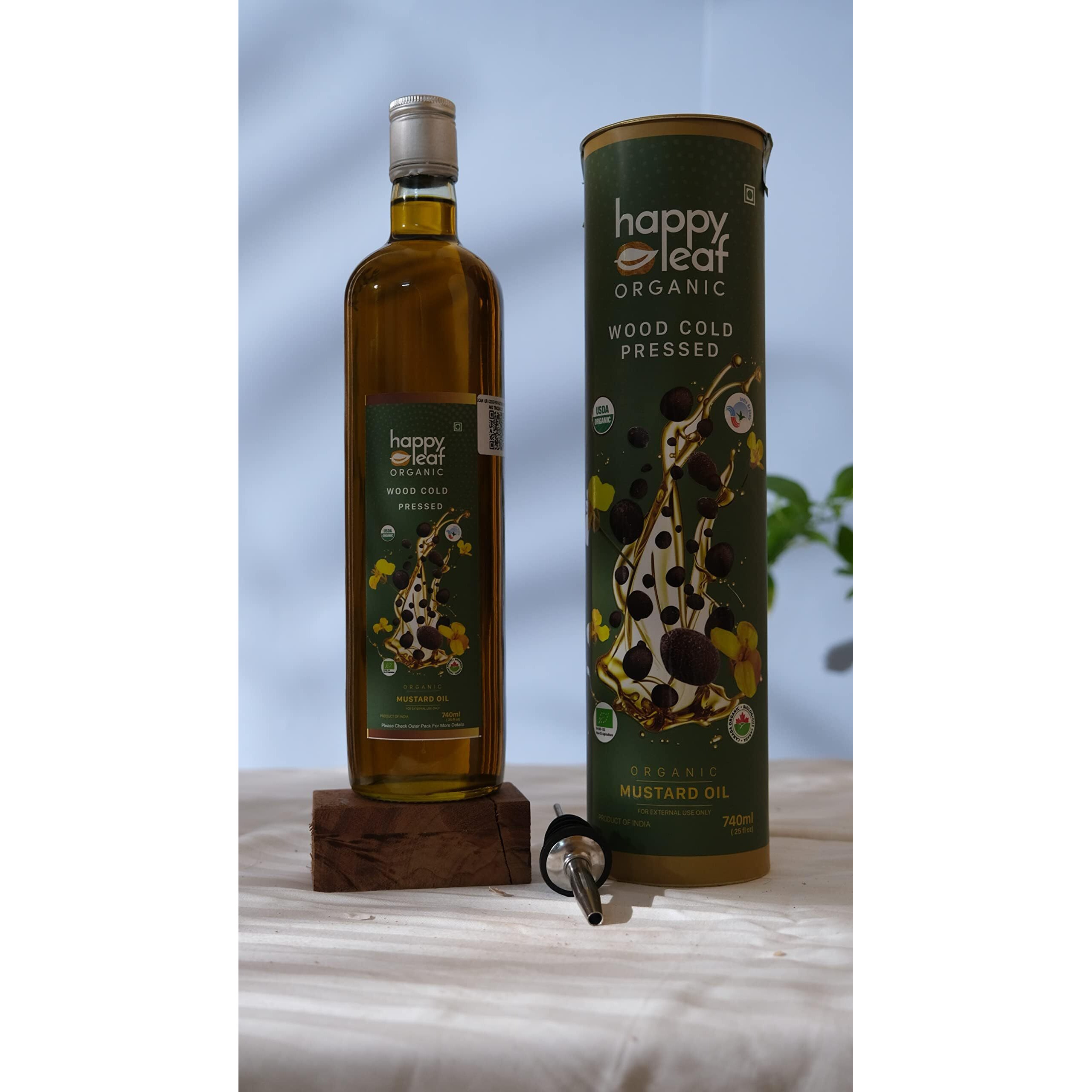 Happy Leaf Organic Wood Cold Pressed Mustard Oil - 740ml(25 fl oz)