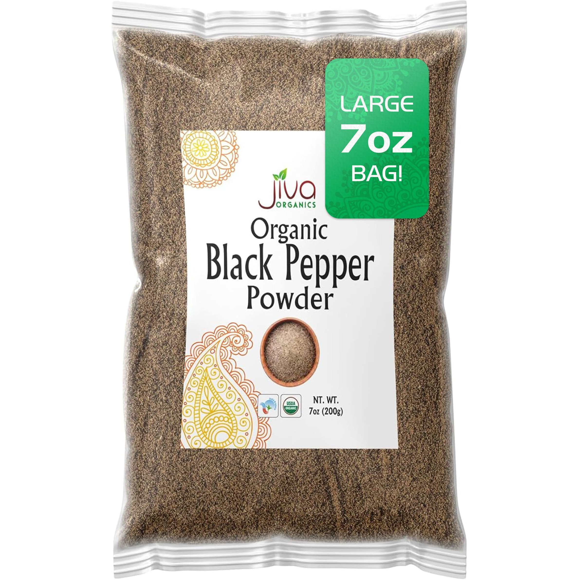 Jiva Organics Black Pepper Powder Ground (Table Grind) 7 Ounce