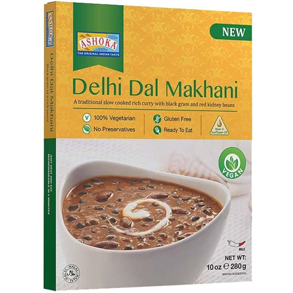 Ashoka Gluten-Free Meals, Microwave Ready Vegan Black Gram & Kidney Beans, Heat & Serve Meals, All-Natural Delhi Dal Makhani, Great for Outdoors, Travel Friendly with No Preservatives, Pack of 1