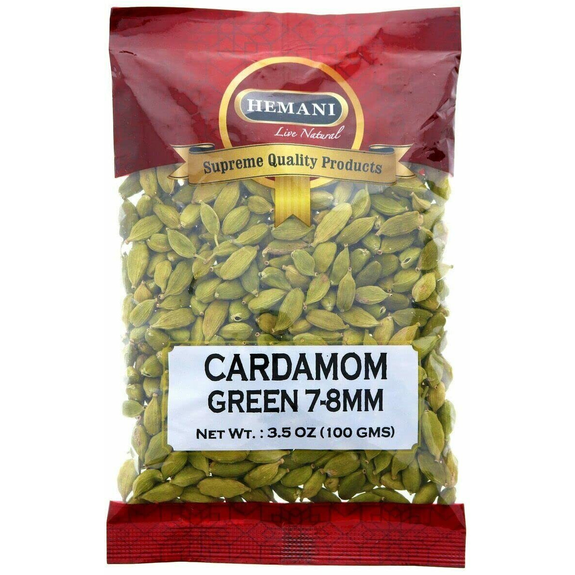 HEMANI Whole Green Cardamom Pods - 3.5 OZ (100g) - For Cooking & Baking