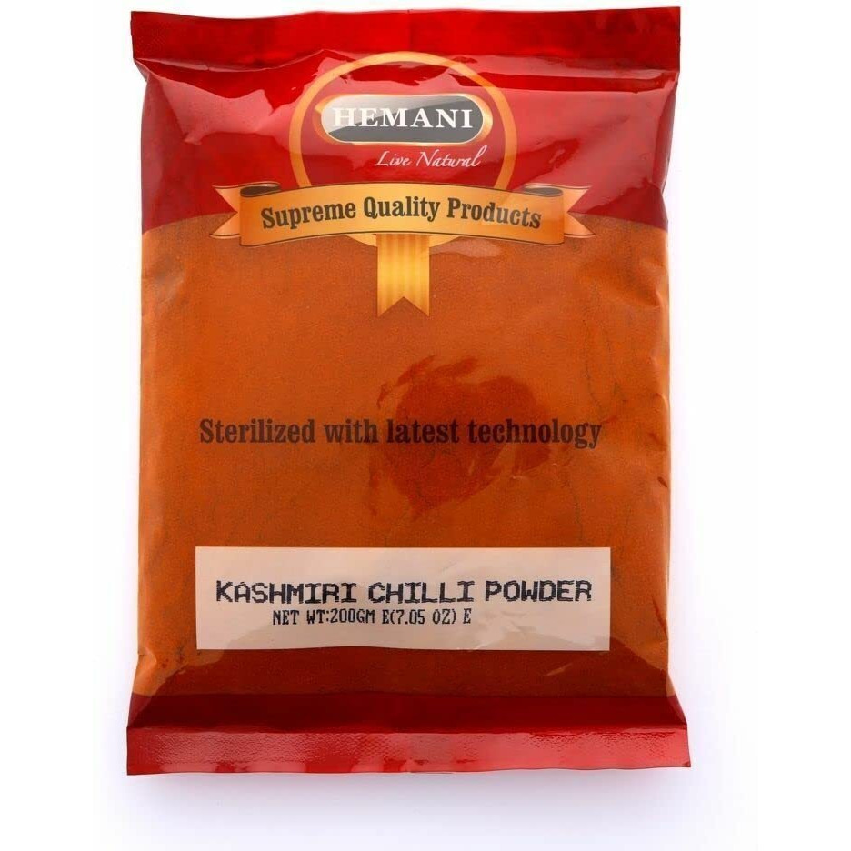 Hemani Kashmiri Chilli Powder (Deggi Mirch, Low Heat) - 200g (7.1 OZ) - No Color Added - Gluten Free Ingredients - NON-GMO - Vegan