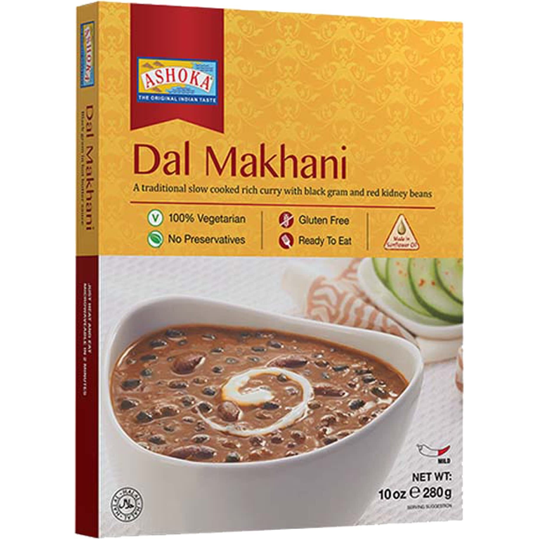 Ashoka Authentic Indian 1932, Vegetarian Beans Curry, Gluten-Free Ready to Heat Food, All Natural Everyday Dal Makhani, Great for Offices, Healthy Work Lunch, No Preservatives, Pack of 1