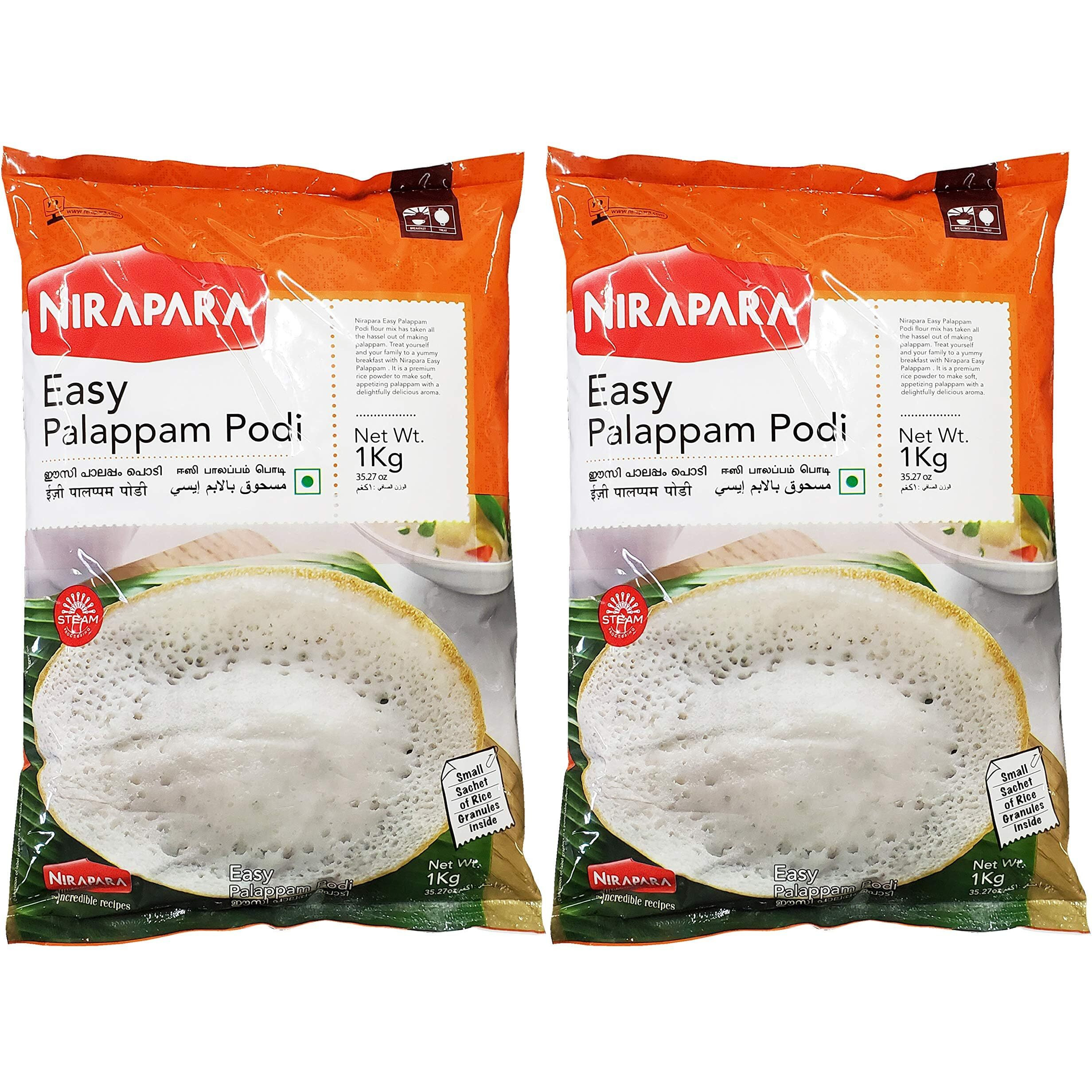 Nirapara Easy Palappam Podi Indian Flour (2 Pack, Total of 2kg)