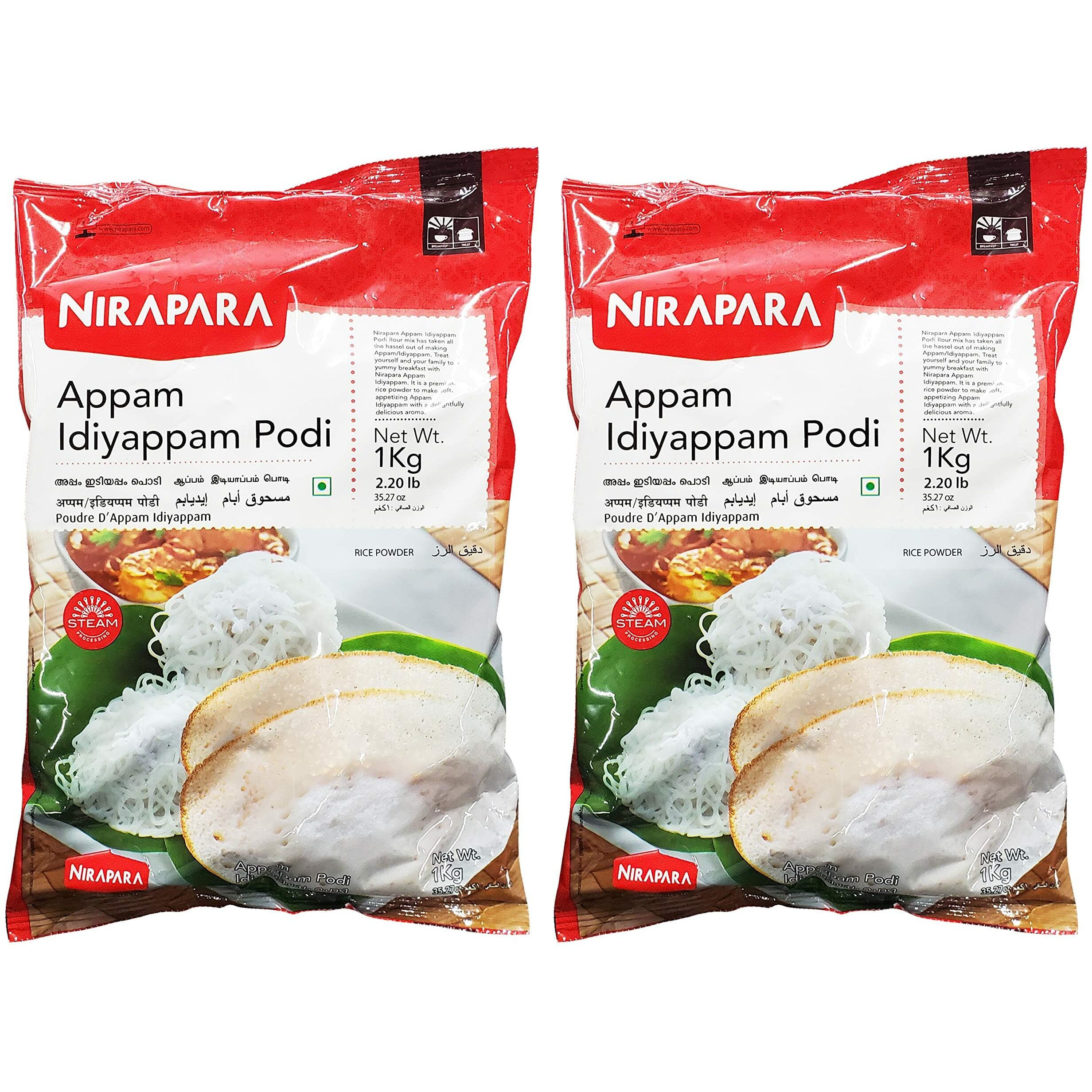 Nirapara Appam Idiyappam Podi Indian Flour (2 Pack, Total of 2kg)