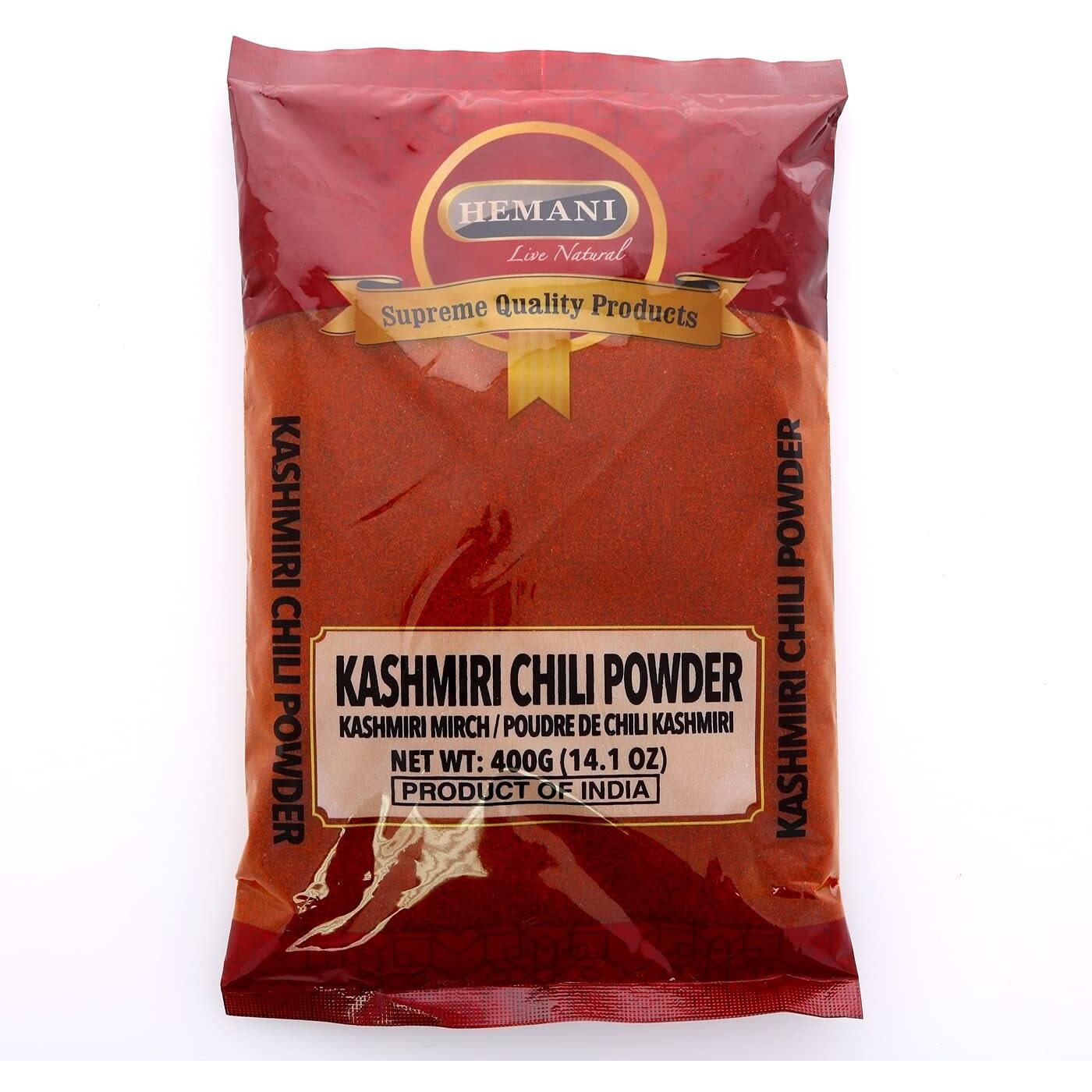 Hemani Kashmiri Chilli Powder (Deggi Mirch, Low Heat) - 400g (14.1 OZ) - No Color Added - Gluten Free Ingredients - NON-GMO - Vegan