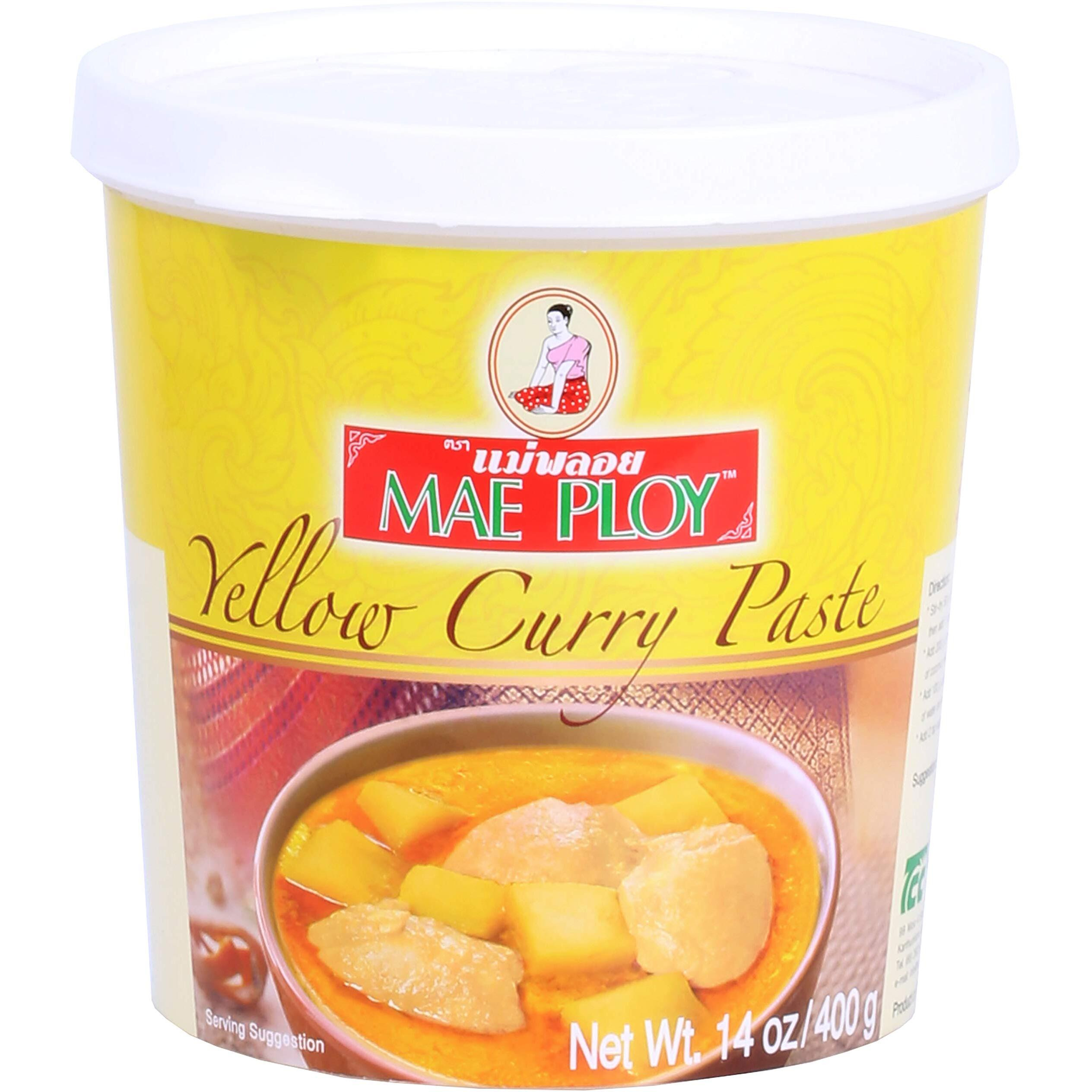 Mae Ploy Thai Yellow Curry Paste for Restaurant-Quality Curries, Aromatic Blend of Herbs, Spices & Shrimp Paste, No MSG, Preservatives or Artificial Coloring (14oz Tub)
