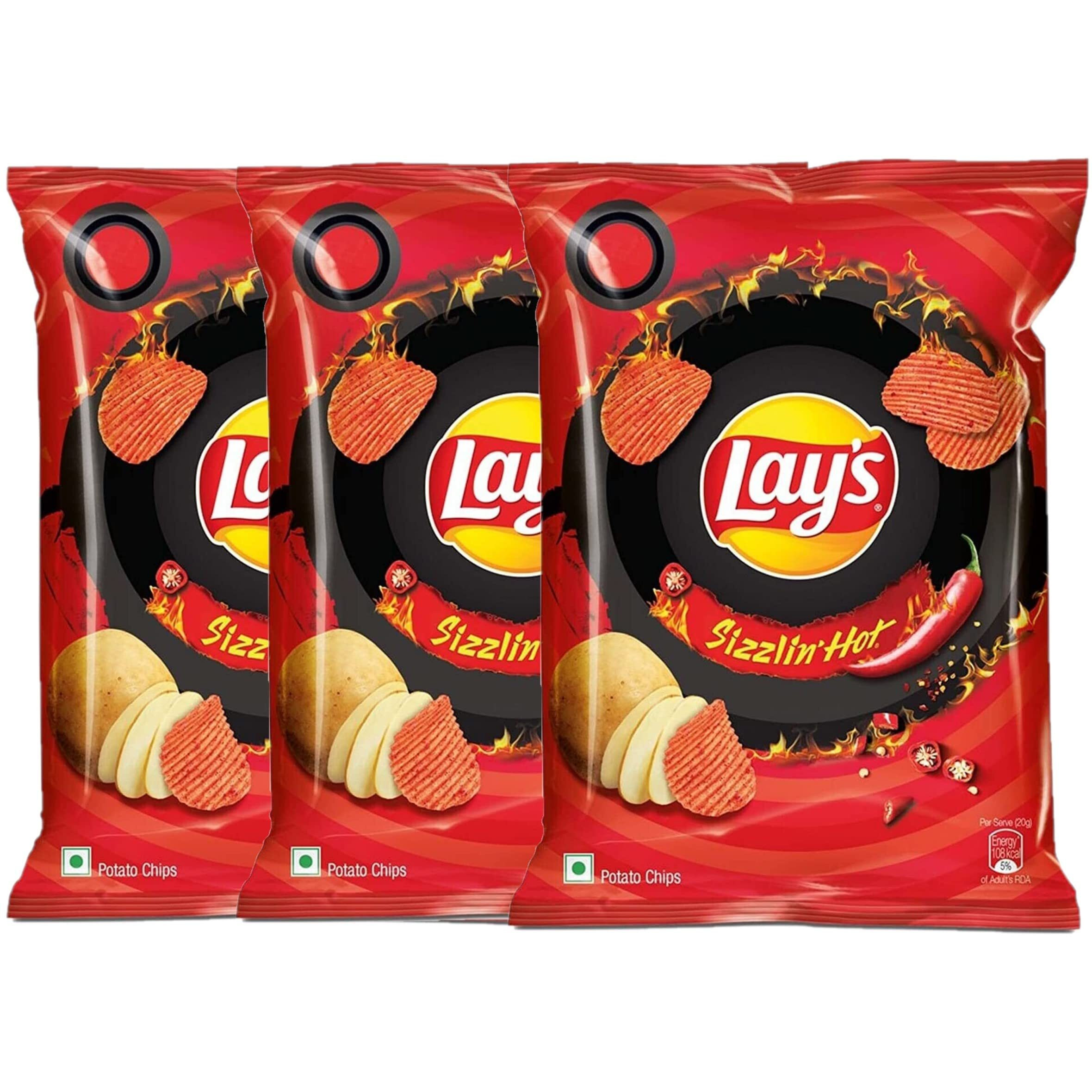 Lay's Sizzlin Hot Indian Chips Pack of 3