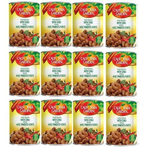 California Garden Premium Kosher Fava Beans with Chili 12 Cans 16oz/450g each