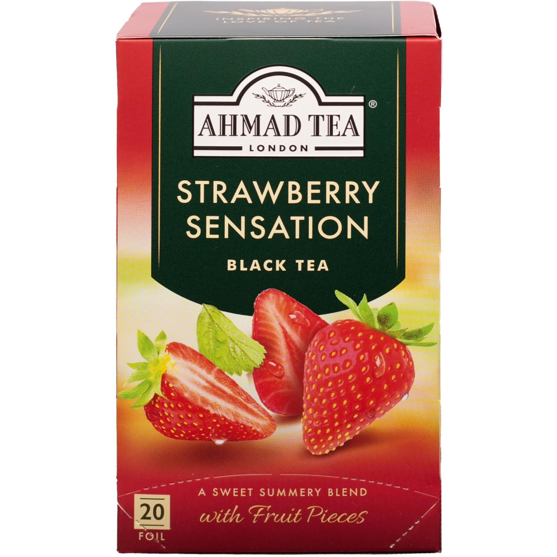 Ahmad Tea Strawberry Sensation Black Tea, 20-Count Boxes (Pack of 6)