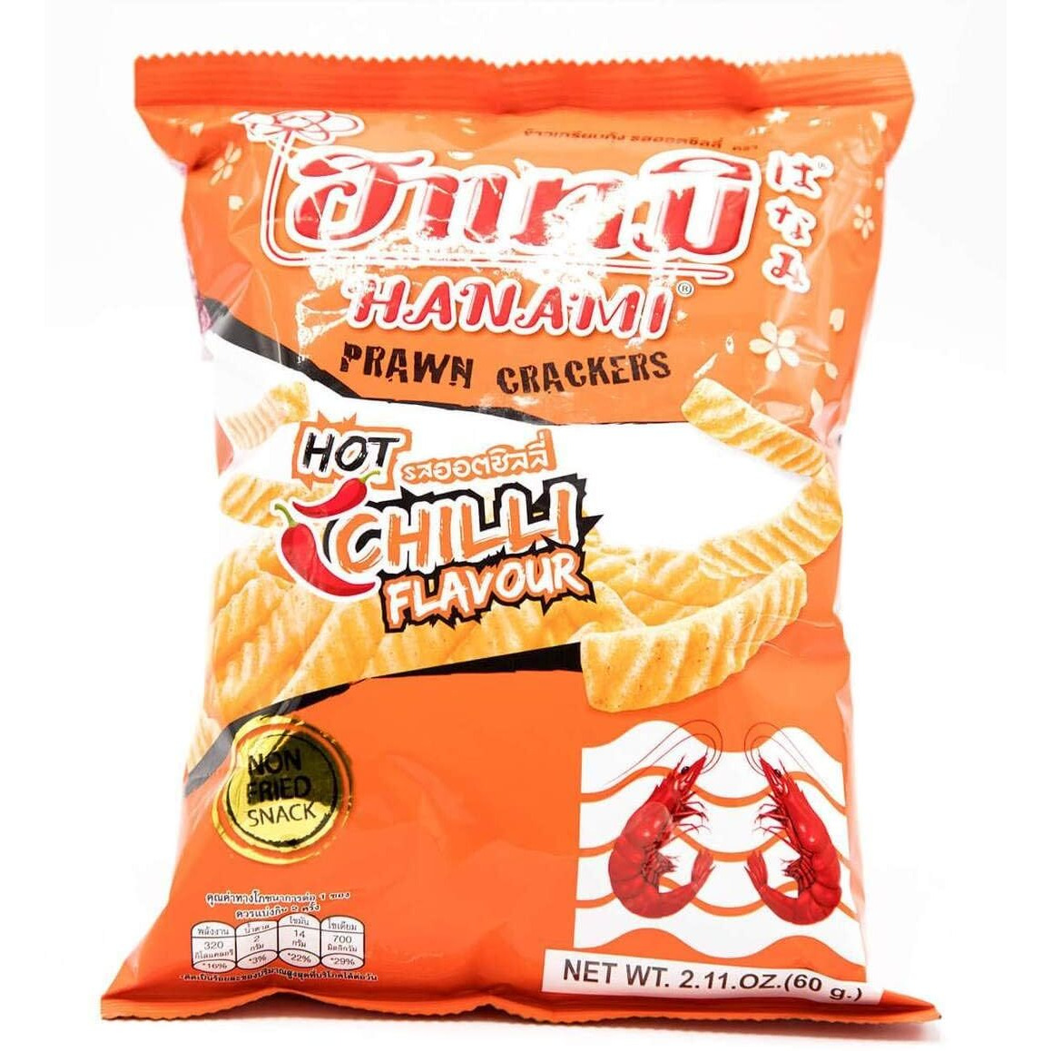 Shrimp Rice Prawn Cracker Hot Chilli Flavor 60g (2 Pack)