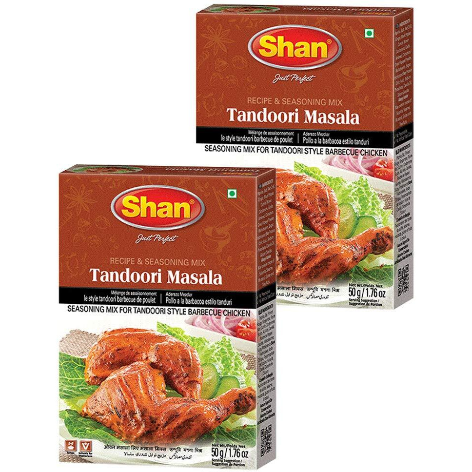 Shan - Tandoori Masala Seasoning Mix (50g) - Spice Packets for Tandoori Style Chicken (Pack of 2)