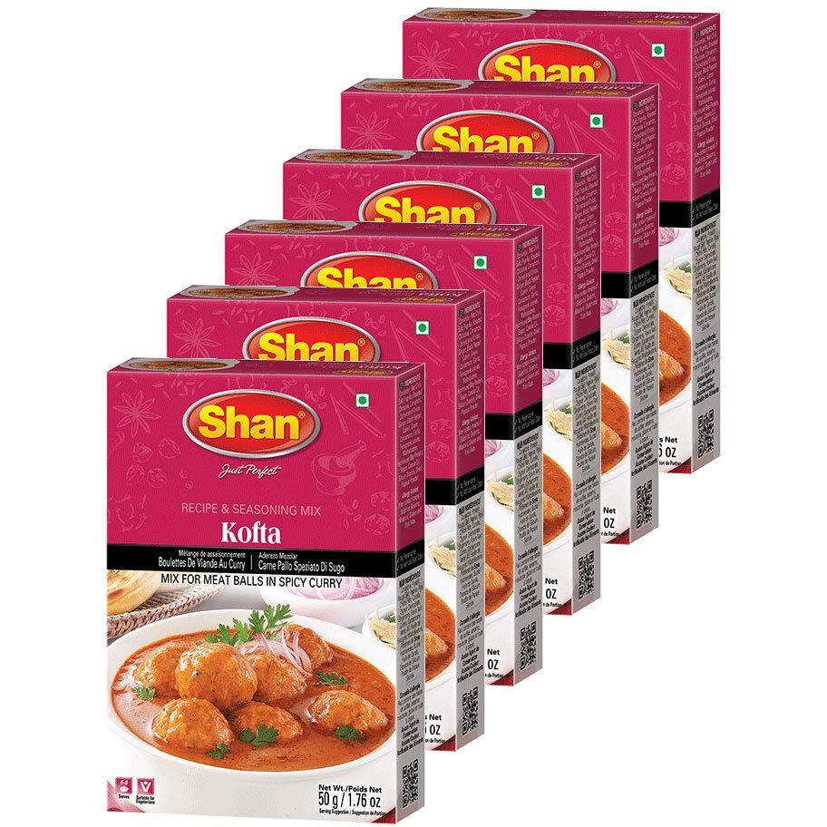 Shan - Kofta Seasoning Mix (50g), Spice Packets for Meat Balls in Spicy Curry (Pack of 6)