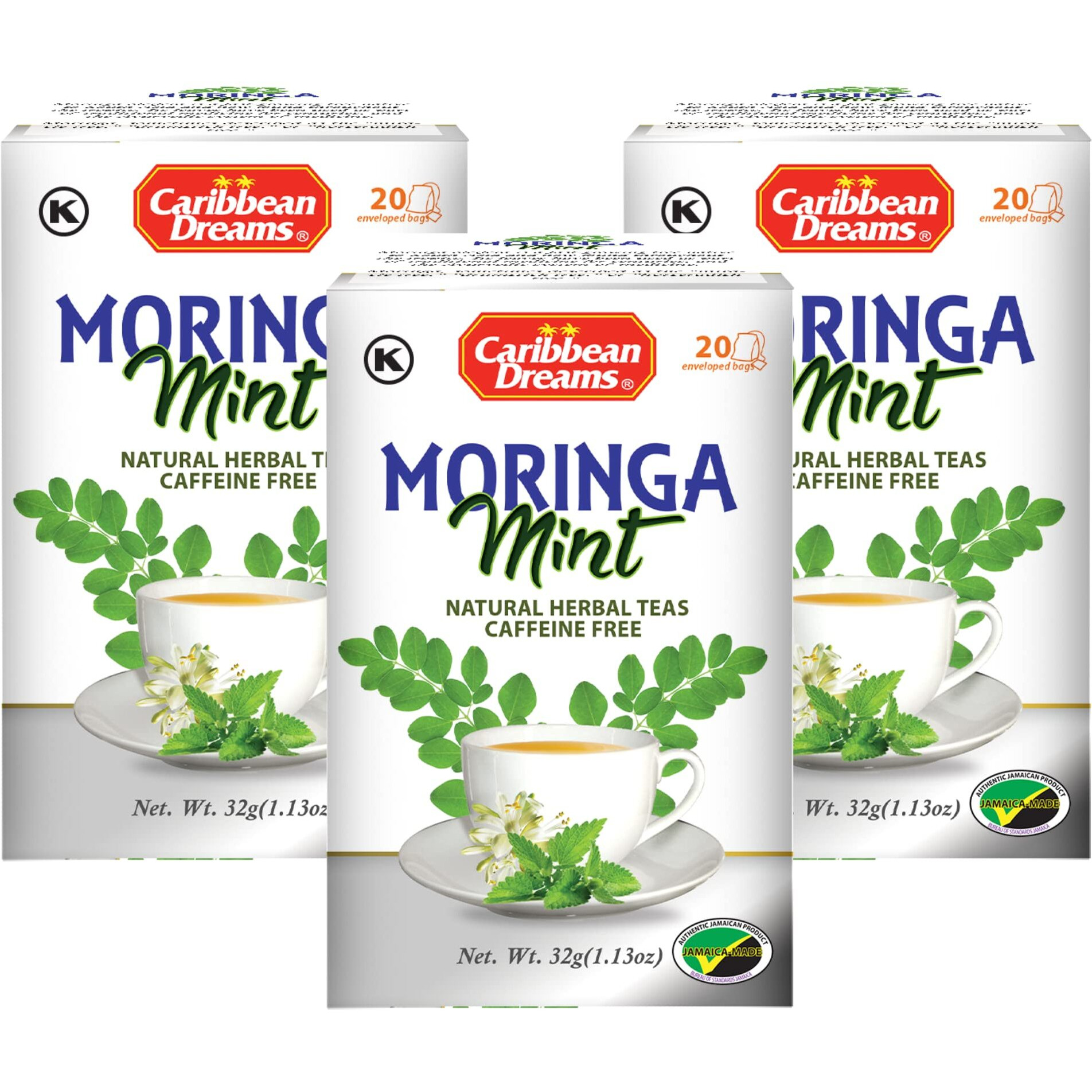 Caribbean Dreams Moringa Mint Tea, 4.23 oz (Pack of 3)