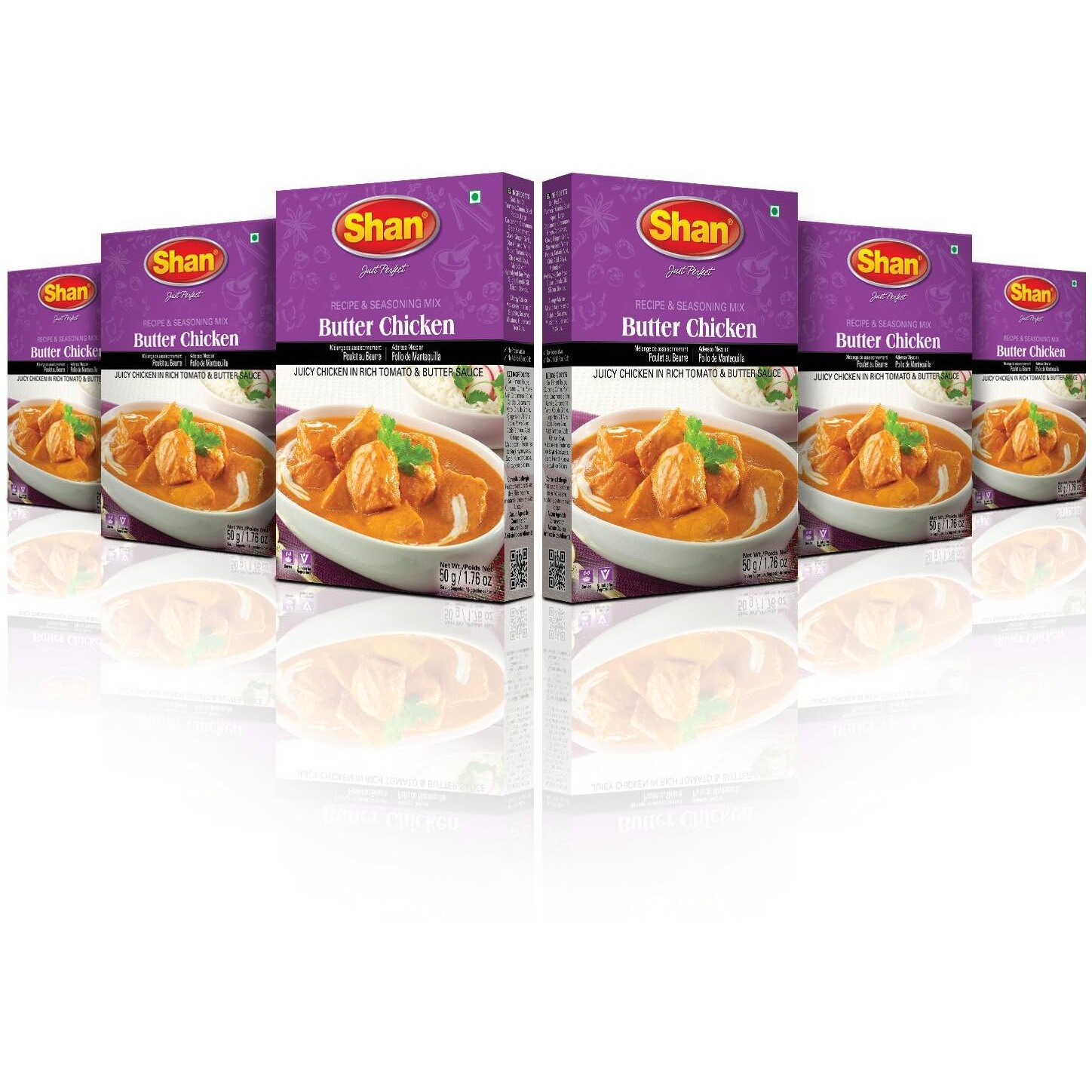 Shan - Butter Chicken Seasoning Mix (50g) - Spice Packets for Chicken in Butter Sauce (Pack of 6)