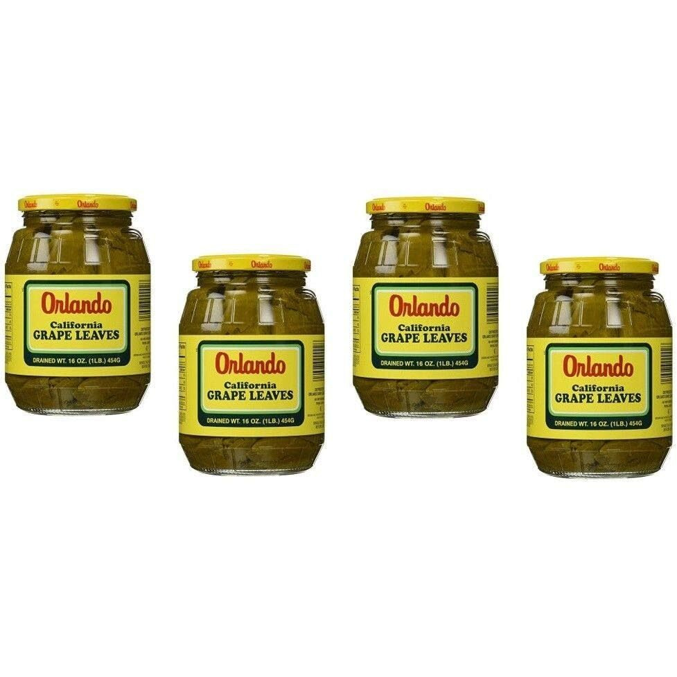 Orlando Grape Leaves California Style Tender Leaves Premium Quality- 16 Oz-475 Gm each. Pack of 4 Jars -