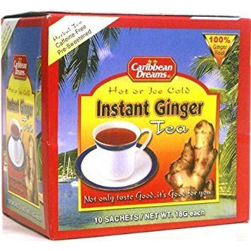 Caribbean Dreams Instant Ginger Tea, Pre-Sweetened, 10 Sachets (2 Pack)