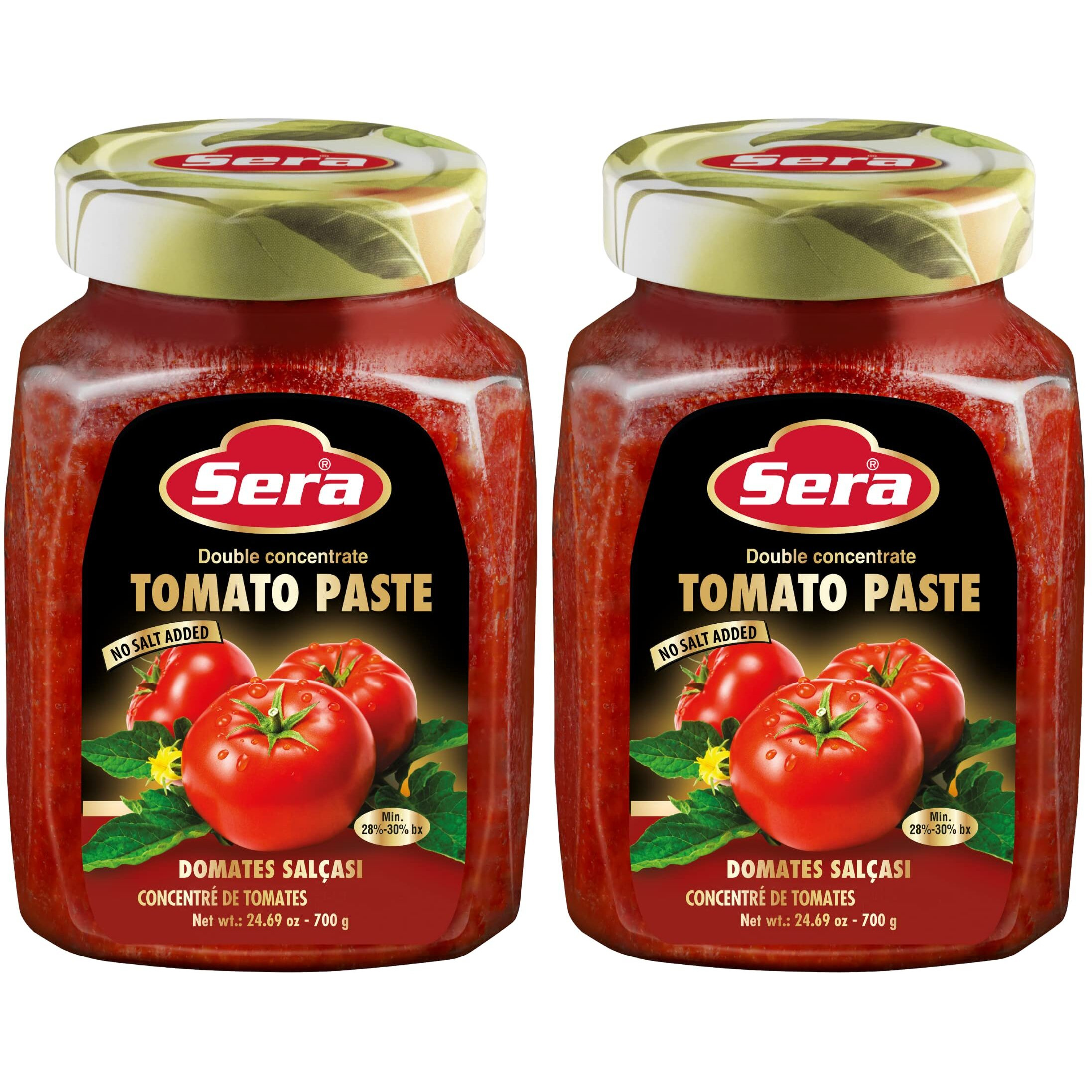 Sera Double Concentrate Tomato Paste 24.7 oz (2 PACK) | 100% All Natural | No Additives | No Preservatives | Perfect For Pizza, Soup, Stews, Tikka Masala, Shakshouka