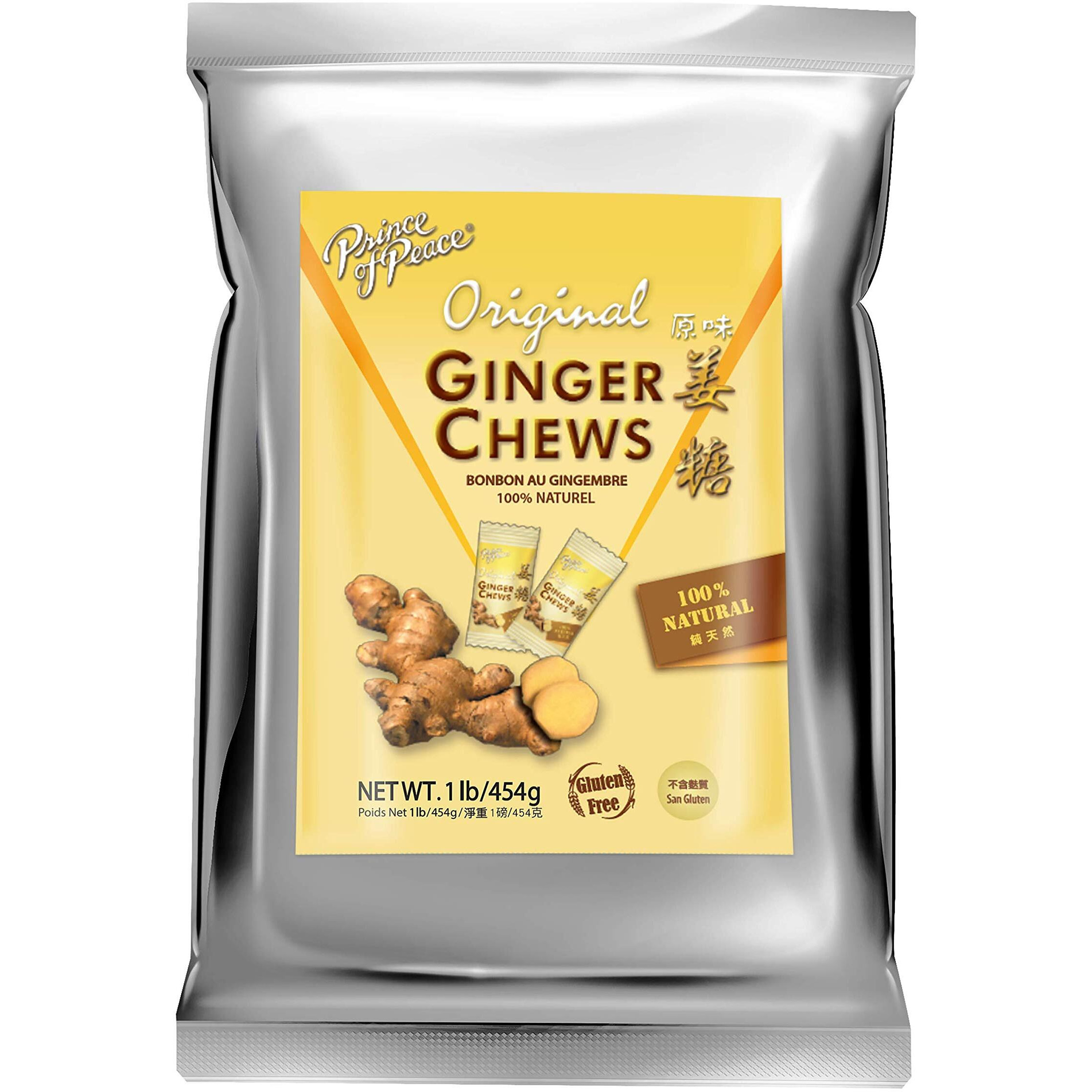 Prince of Peace Original Ginger Chews, 1 lb.  Candied Ginger  Candy Pack  Ginger Chews Candy  Natural Candy