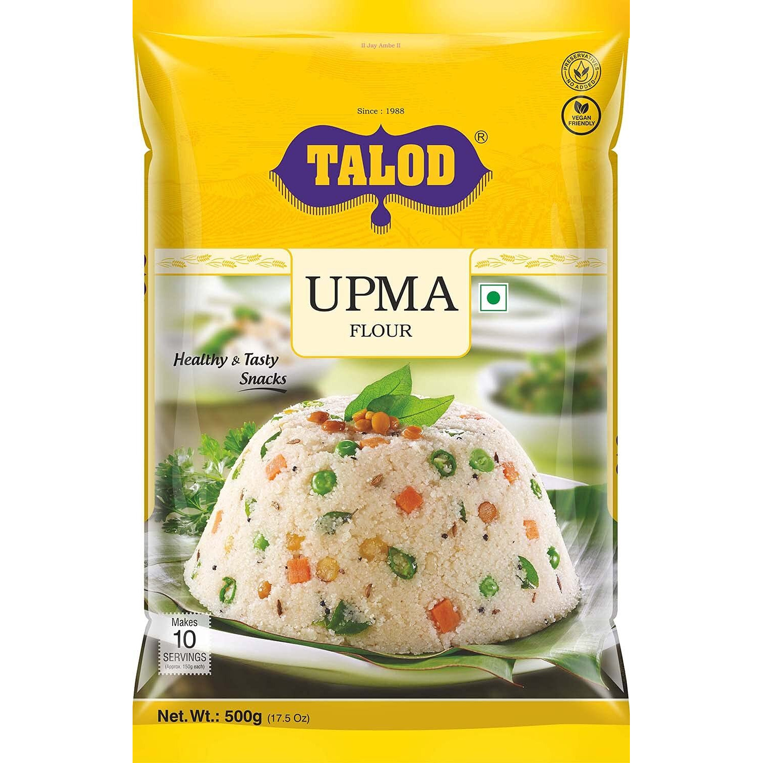Talod Instant Upma Mix Flour - Ready to Cook Upma - Gujarati Snack Food (500gm - Pack of 3)
