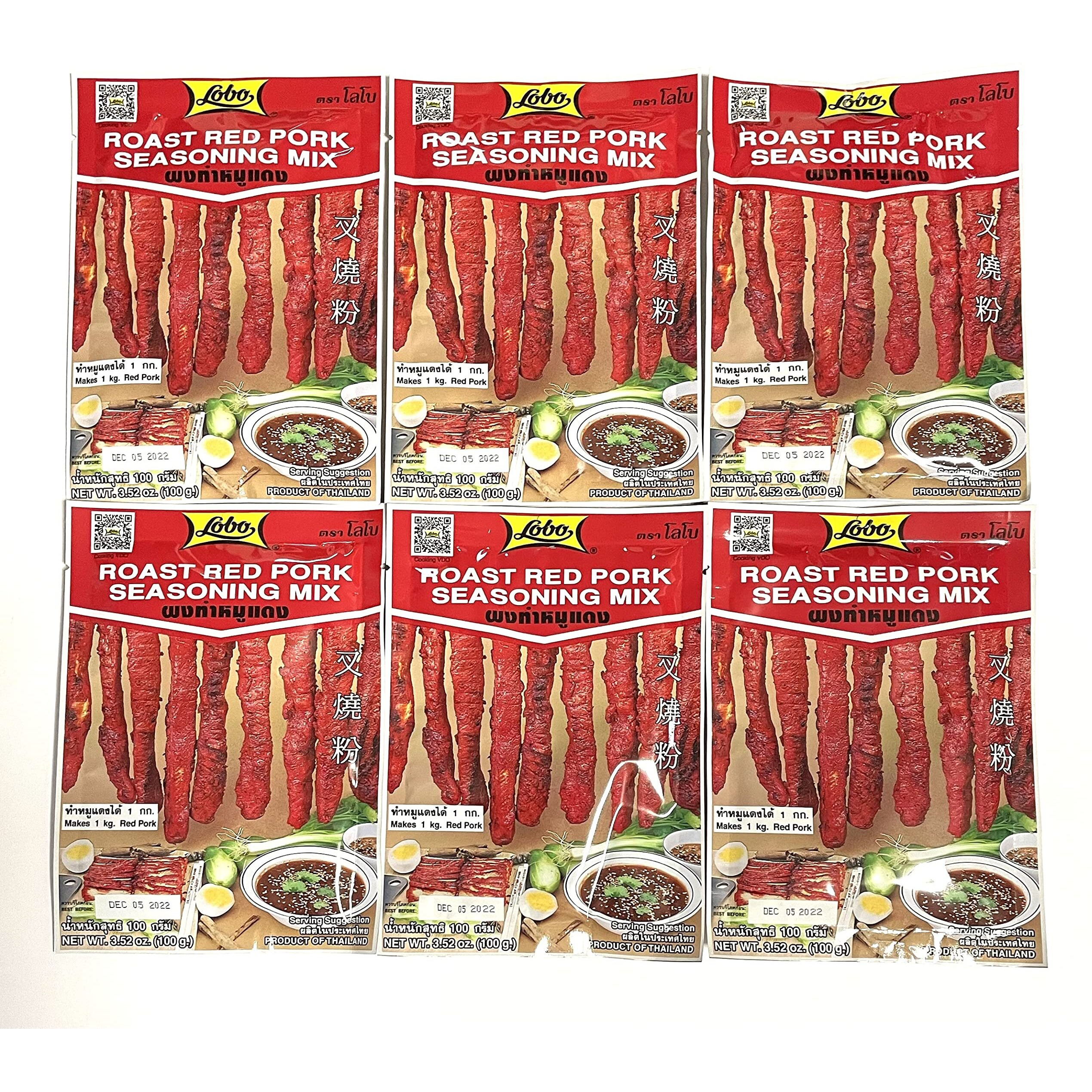 Lobo Thai Roast Red Pork Seasoning Mix (6 Pack, Total of 21.12 oz)