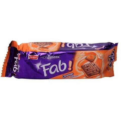 NEW Parle Hide & Seek Fab Orange Flavored Choco Chip Sandwich Cookies - 112g., 3.94oz. (Pack of 3)