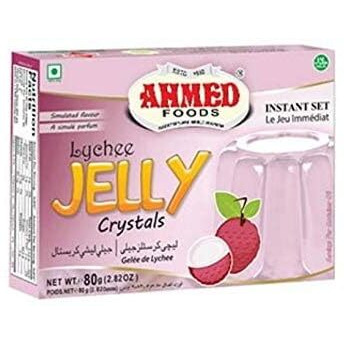AHMED Halal Jello Vegetarian Crystal Jelly, Lychee, 85 Gram (Pack of 12)