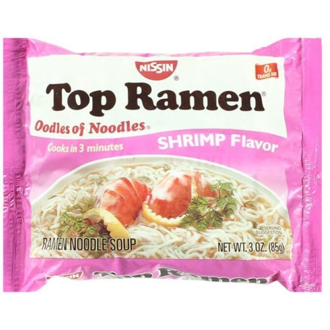 Nissan Top Ramen Noodle Soup, Shrimp Flavor, 3 oz Package (Pack of 64)