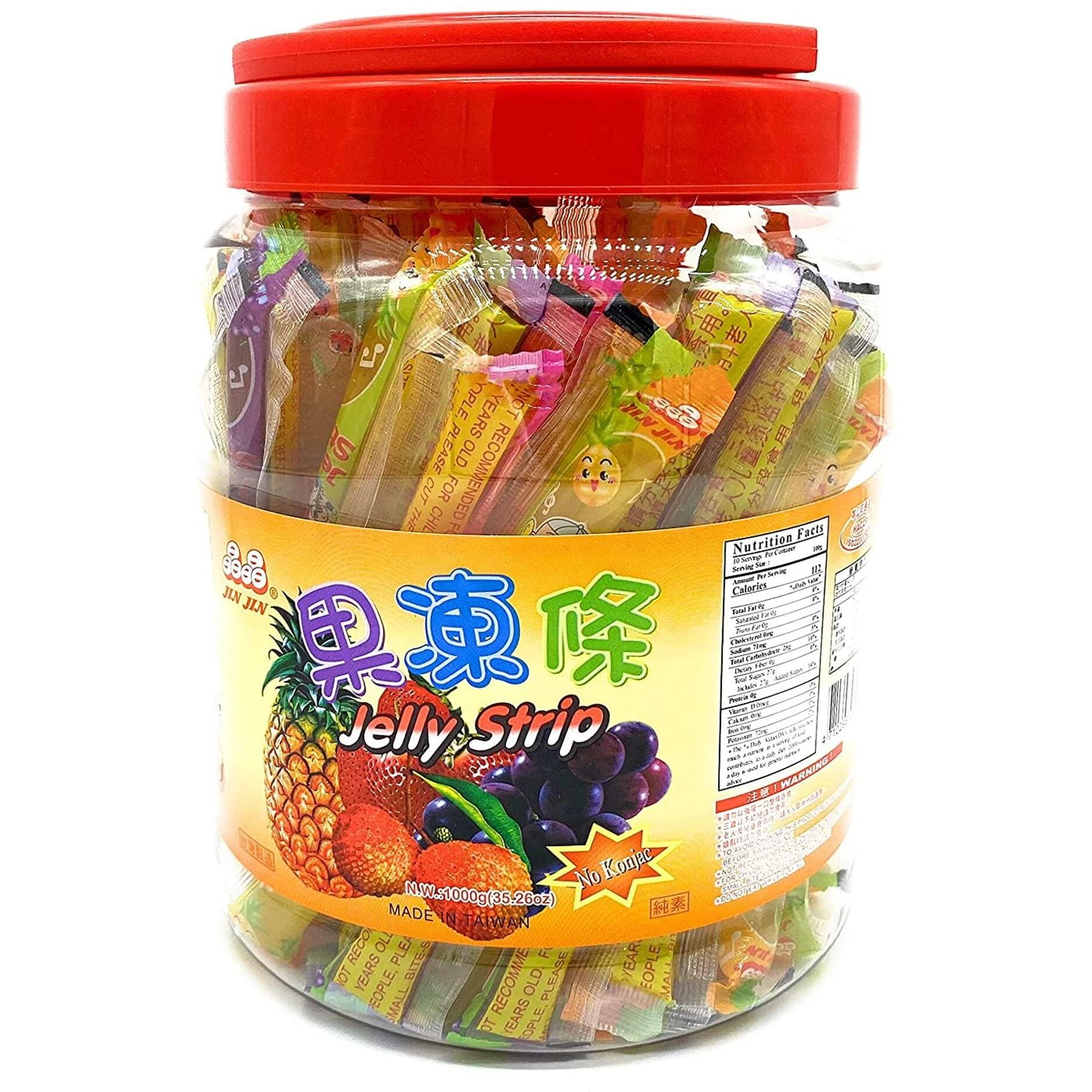 Jin Jin Fruit Jelly Filled Strip Straws Candy - Many Flavors (35.26 oz)