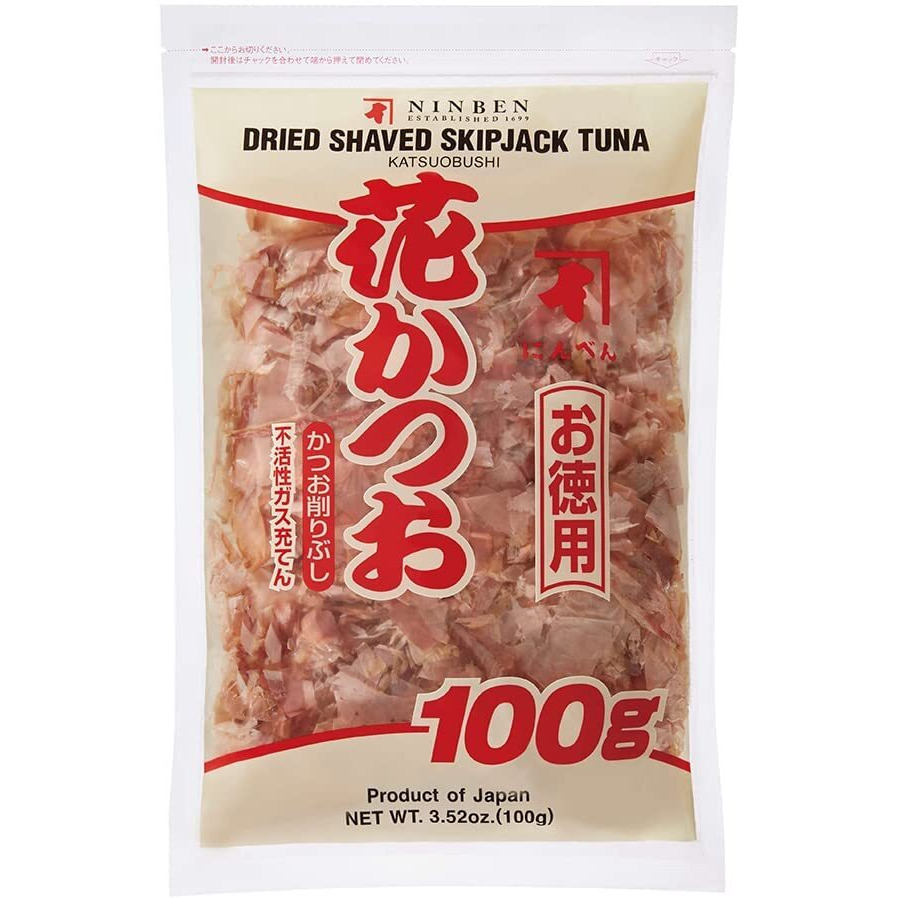 [Ninben] Authentic Dried Bonito Flakes (Hana Katsuo ) Fresh Pack | Japanese Katsuobushi () | Fresh & Original Flavor | Dried Shaved Skipjack Tuna | Product Of Japan (3.52 Oz)