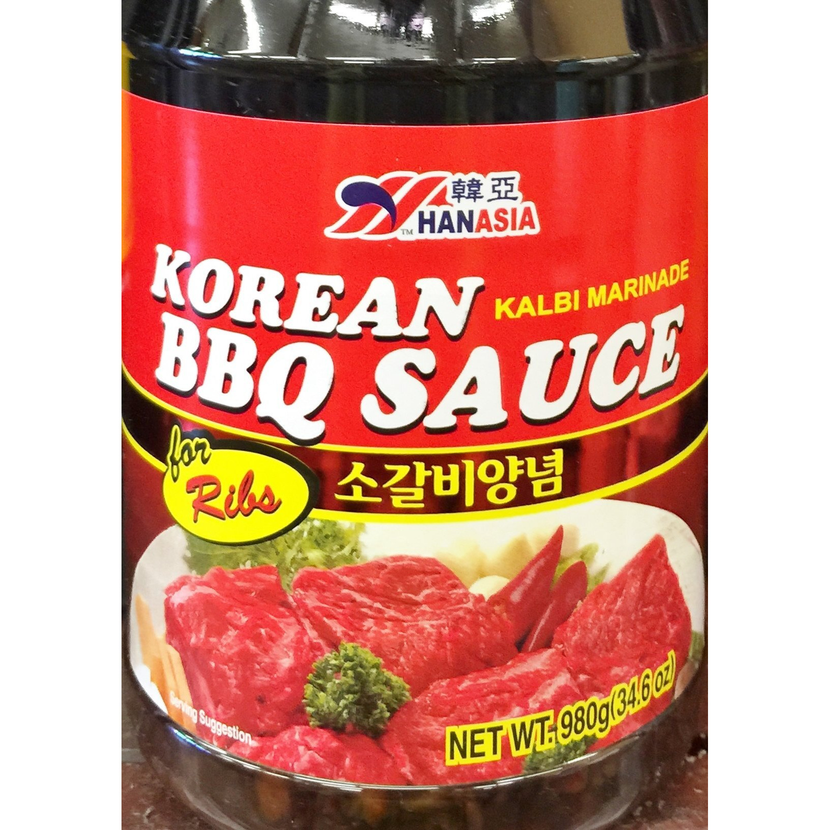 34.6oz Han Asia Korean BBQ Sauce for Ribs Kalbi Marinade, One Bottle Per Order