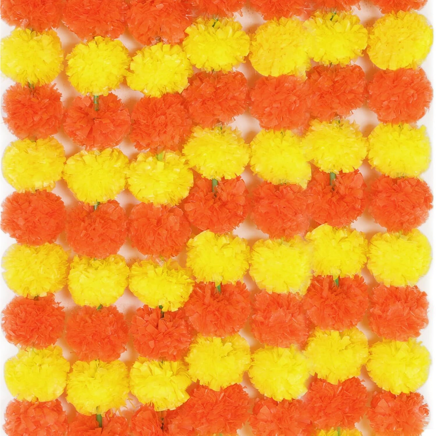 5Pcs Marigold Garland for Decoration, 5 Feet Artificial Marigold Flowers Diwali Decorations for Home, Orange and Yellow Artificial Marigold Heads for Diwali Party,Indian Weddings, Halloween,Wreath
