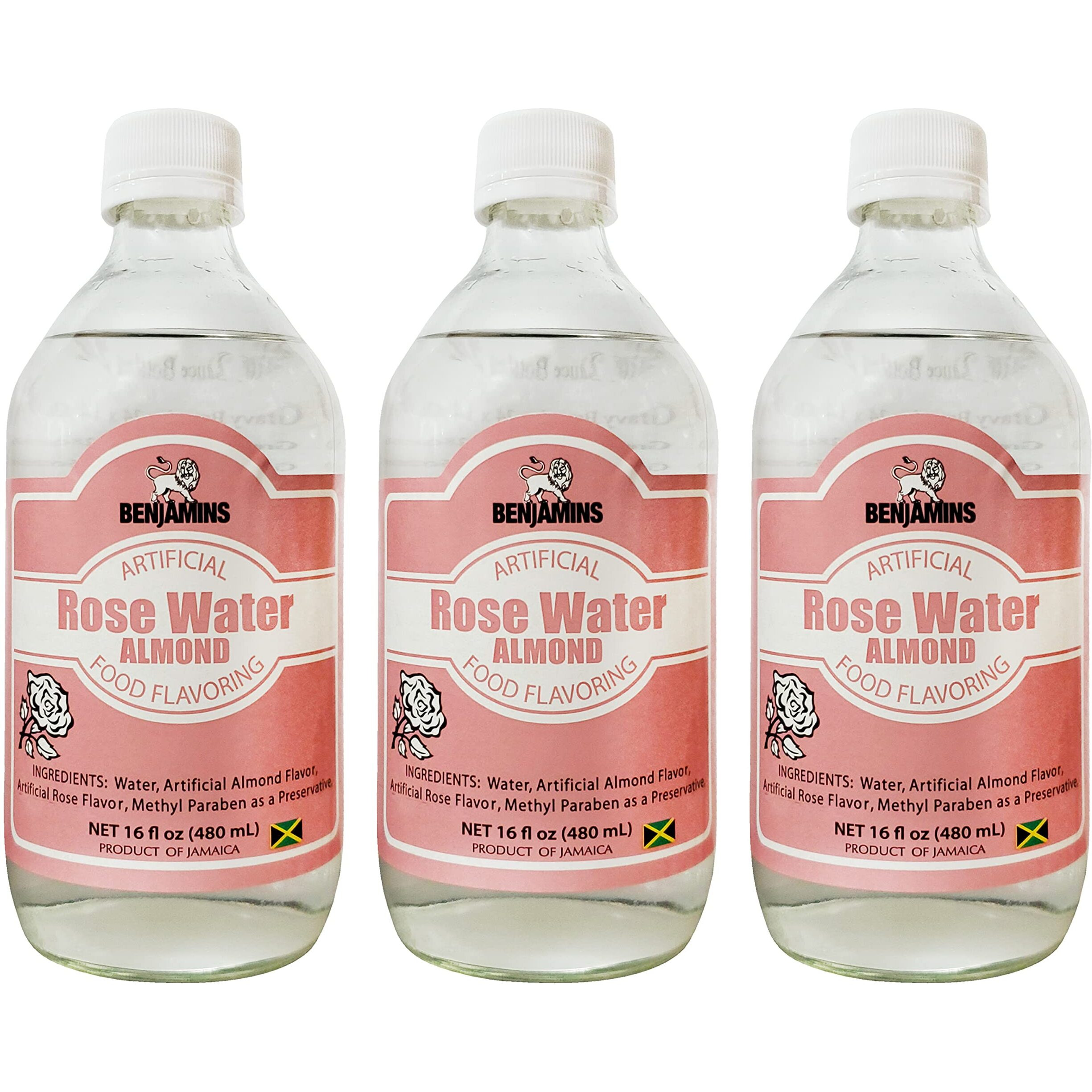 Benjamins Rose Water Almond Food Flavoring (3 Pack, Total of 48fl.oz)