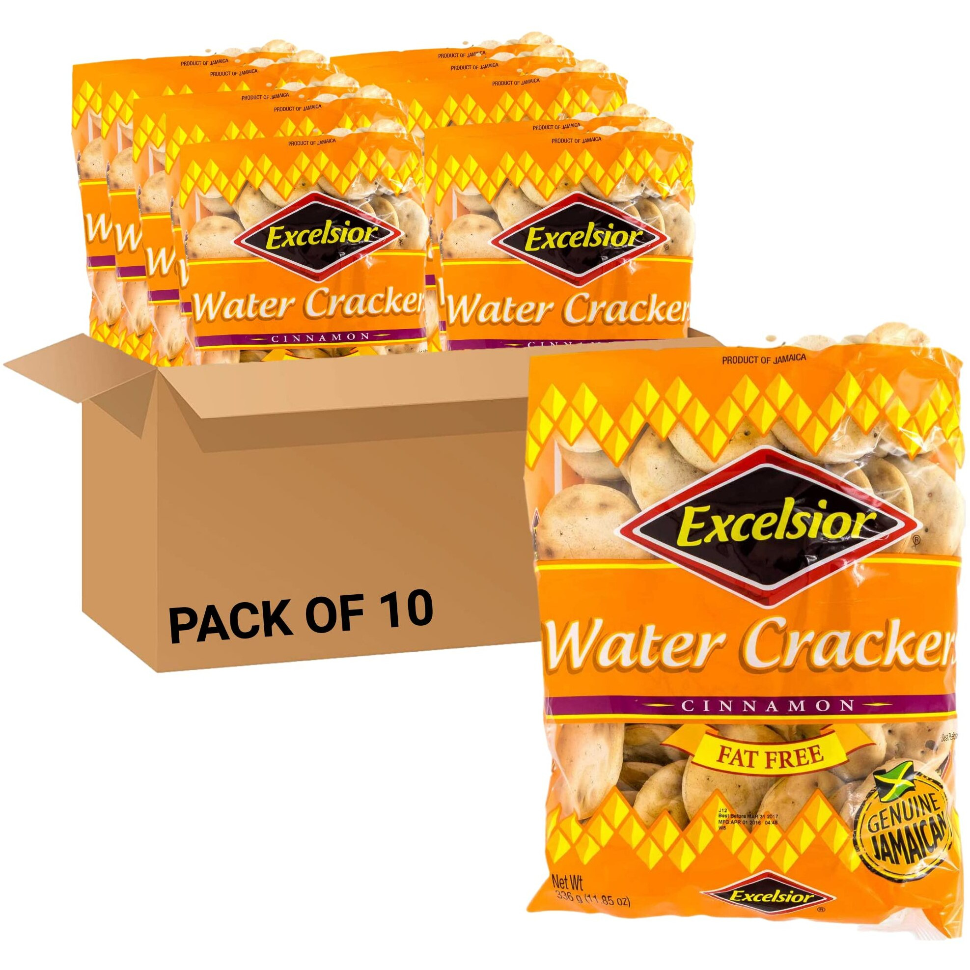 Excelsior Cinnamon Water Crackers, 10.57 oz (Pack of 10)