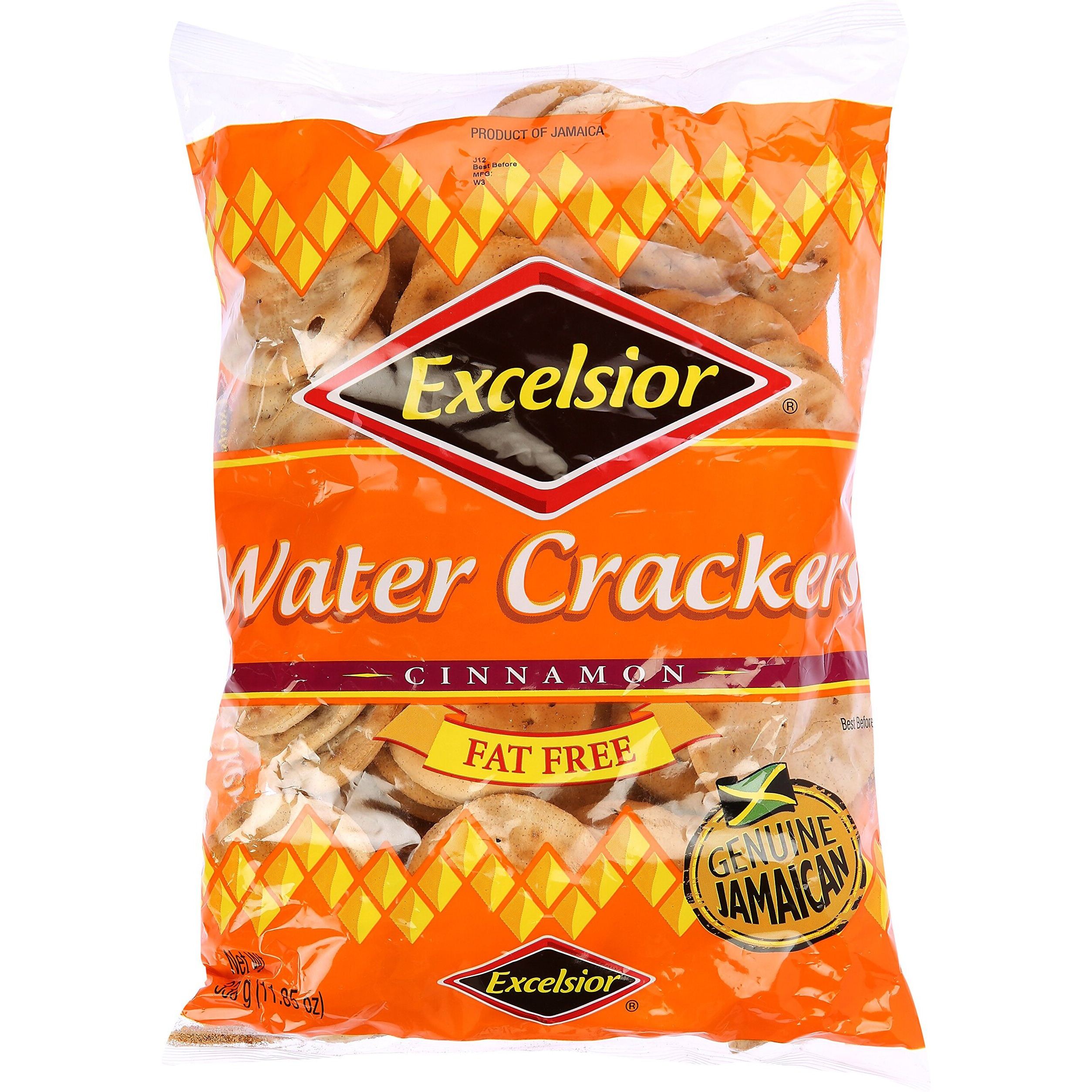 Excelsior Jamaica's Favorite Water Crackers, Cinnamon, Fat Free ,11.85 oz, Packaging may vary