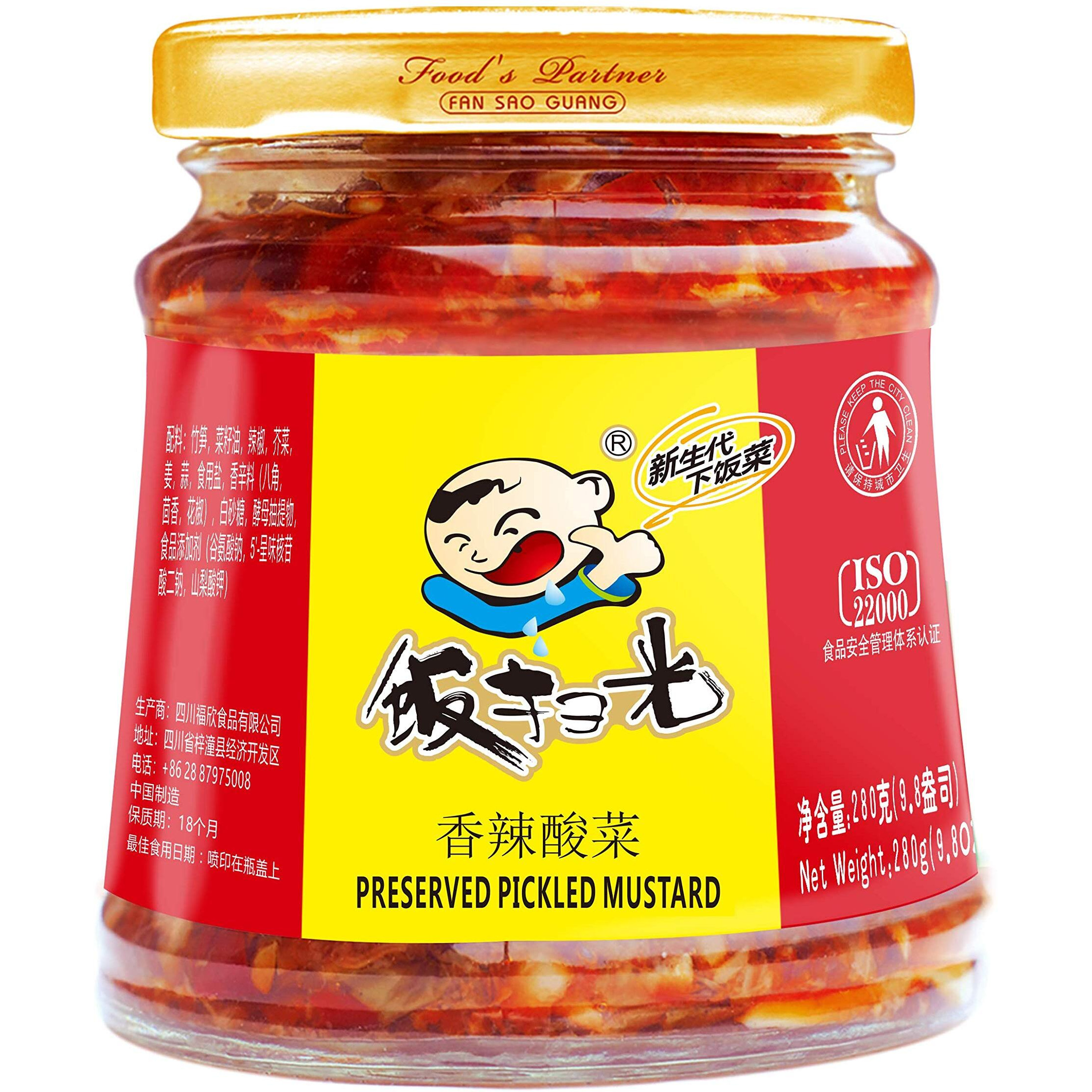 Fan Sao Guang Preserved Pickled Mustard Chili Sauce Hot Chili Oil of Sichuan Cuisine Taste Chili Crisp Spicy Delicious Perfect for Everything (9.8 Oz)