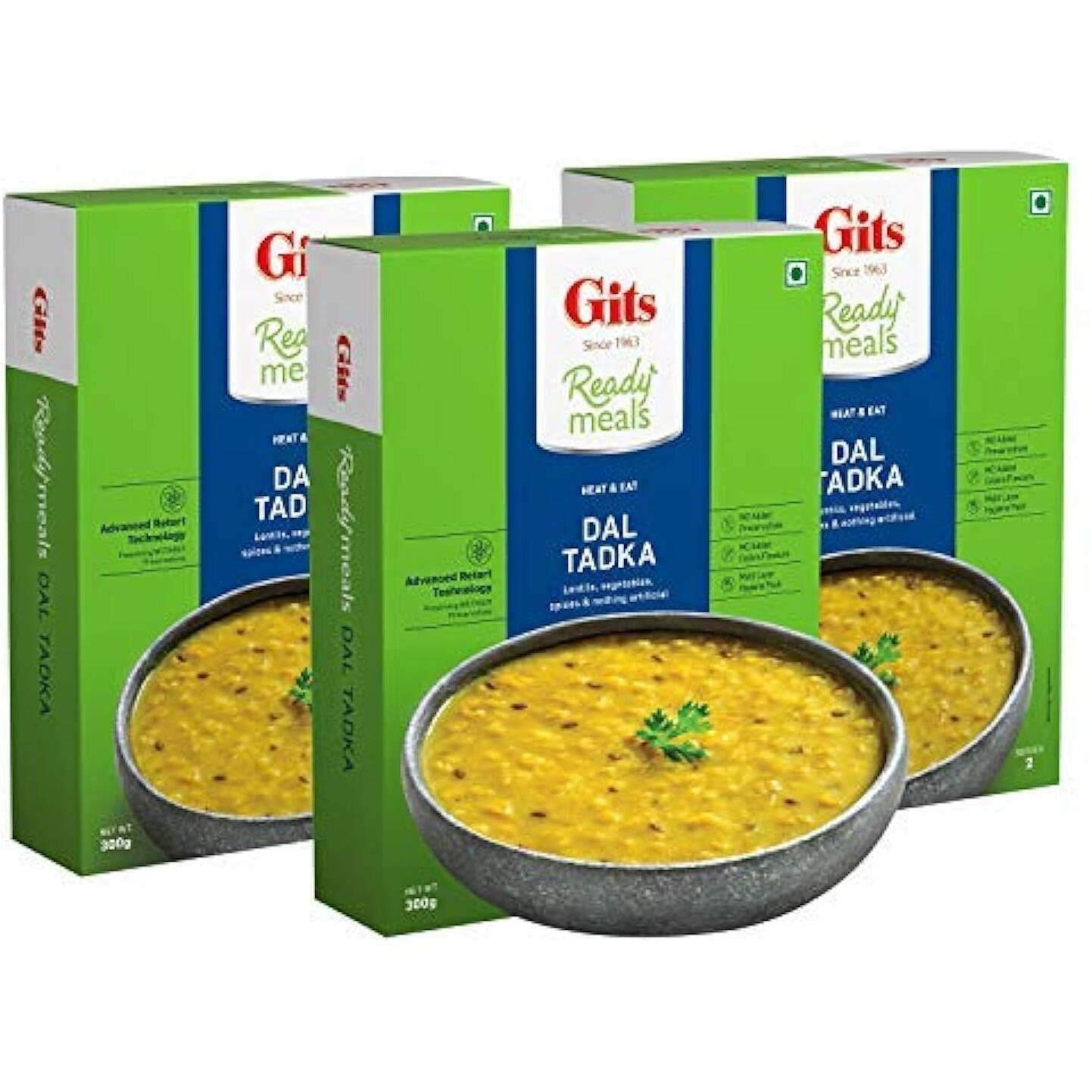 Gits Ready to Eat Dal Tadka, 1200g (Pack of 4 X 300g Each)
