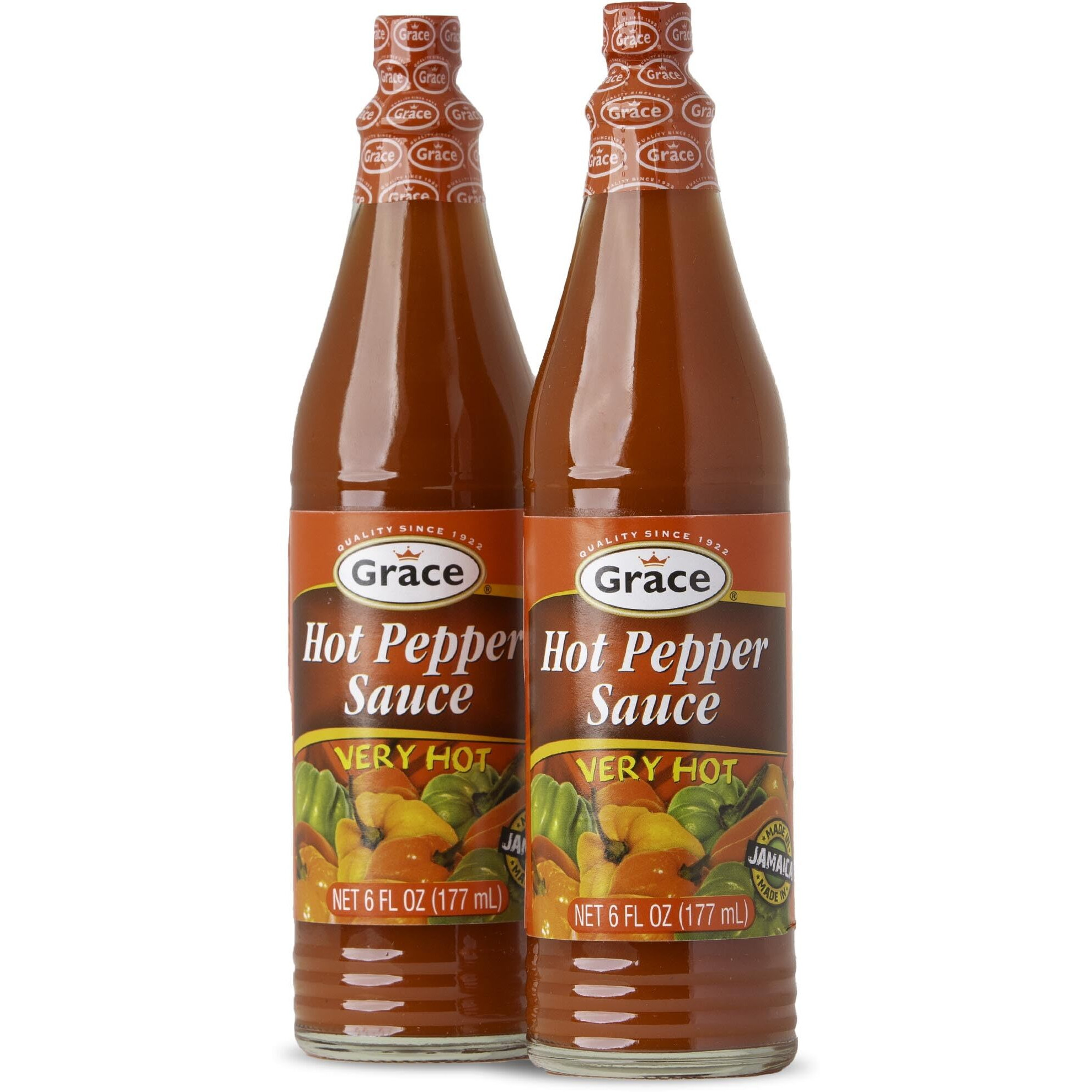 Grace Hot Pepper Sauce 6oz - 2 Pack Hot Sauce Bottles - Caribbean Hot Sauce - Jamaican Hot Sauce