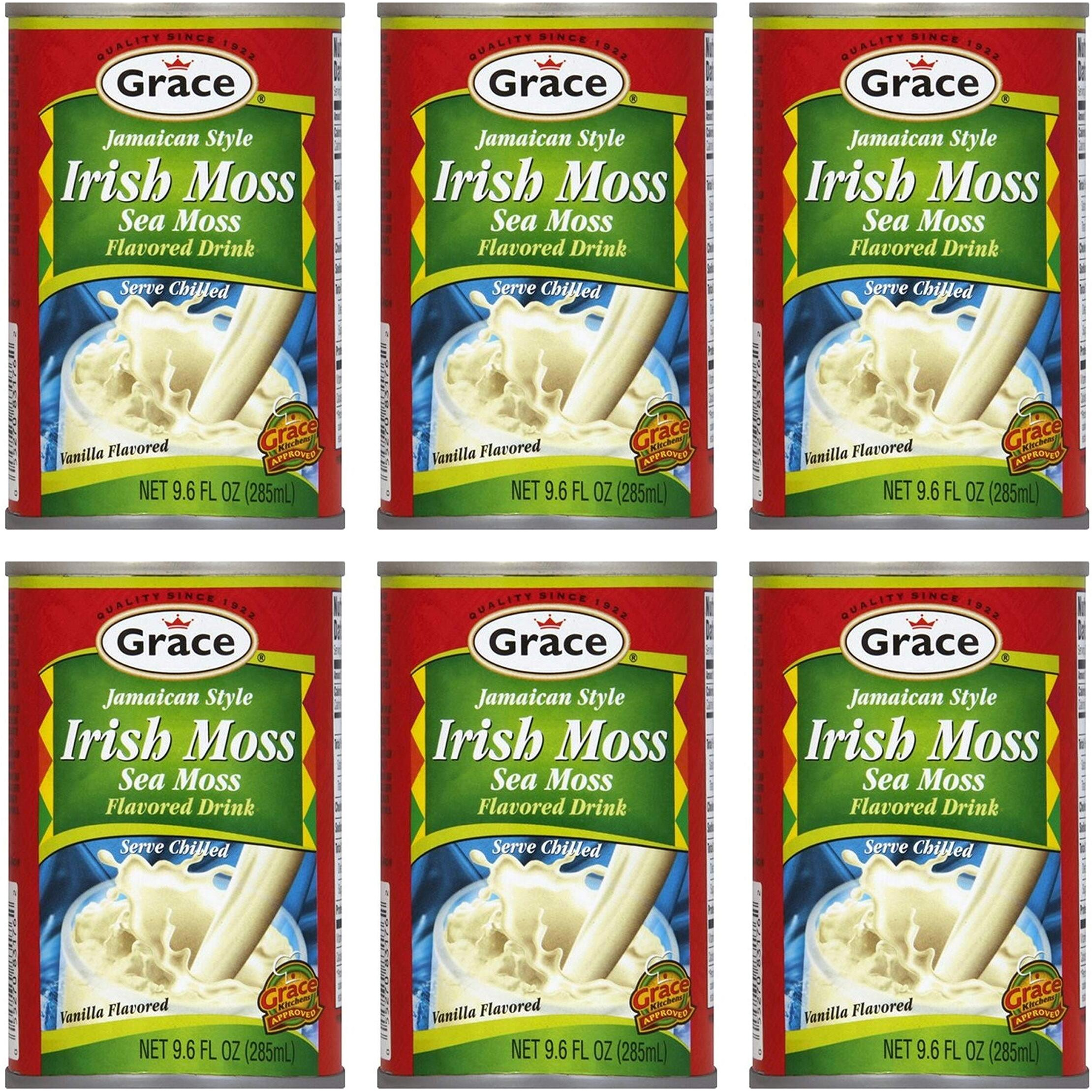 Grace Jamaican Style Irish Moss Drink 9.6oz - 6 Pack - Authentic Jamaican Sea Moss Drink - Vanilla Flavored Sea Moss Beverage