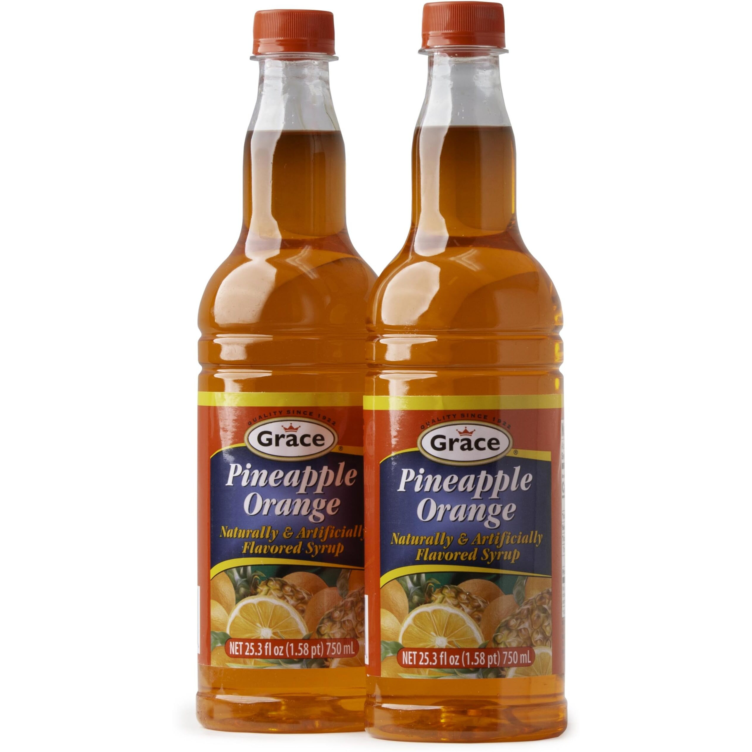 Grace Pineapple Orange Flavored Syrup (2 Pack, Total of 50.6fl.oz)