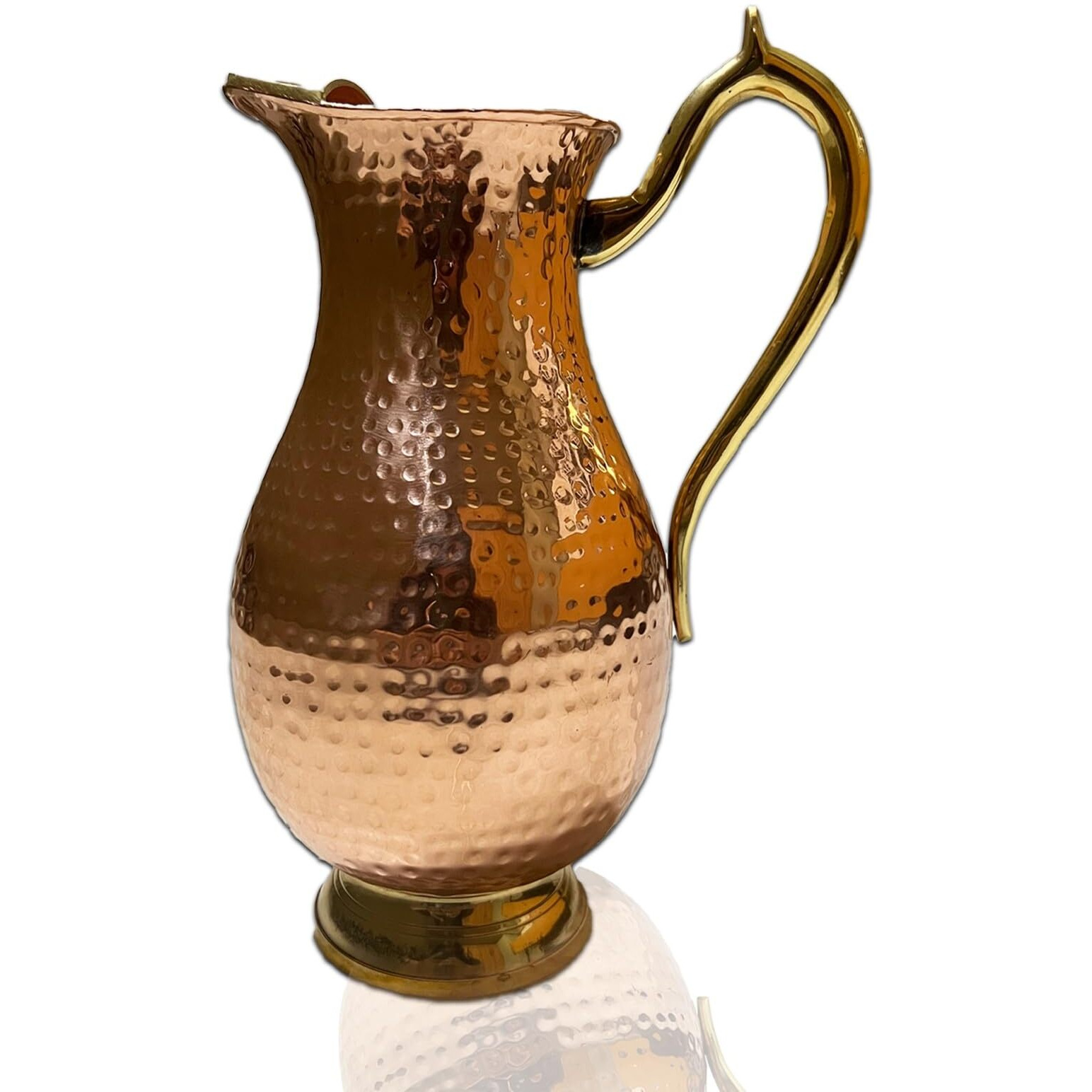 Handcrafted Solid Copper Pitcher with Lid - Large 60 Oz/1750ml Capacity - Elegant Copper Water Jug for Home, Restaurants, and Gifting