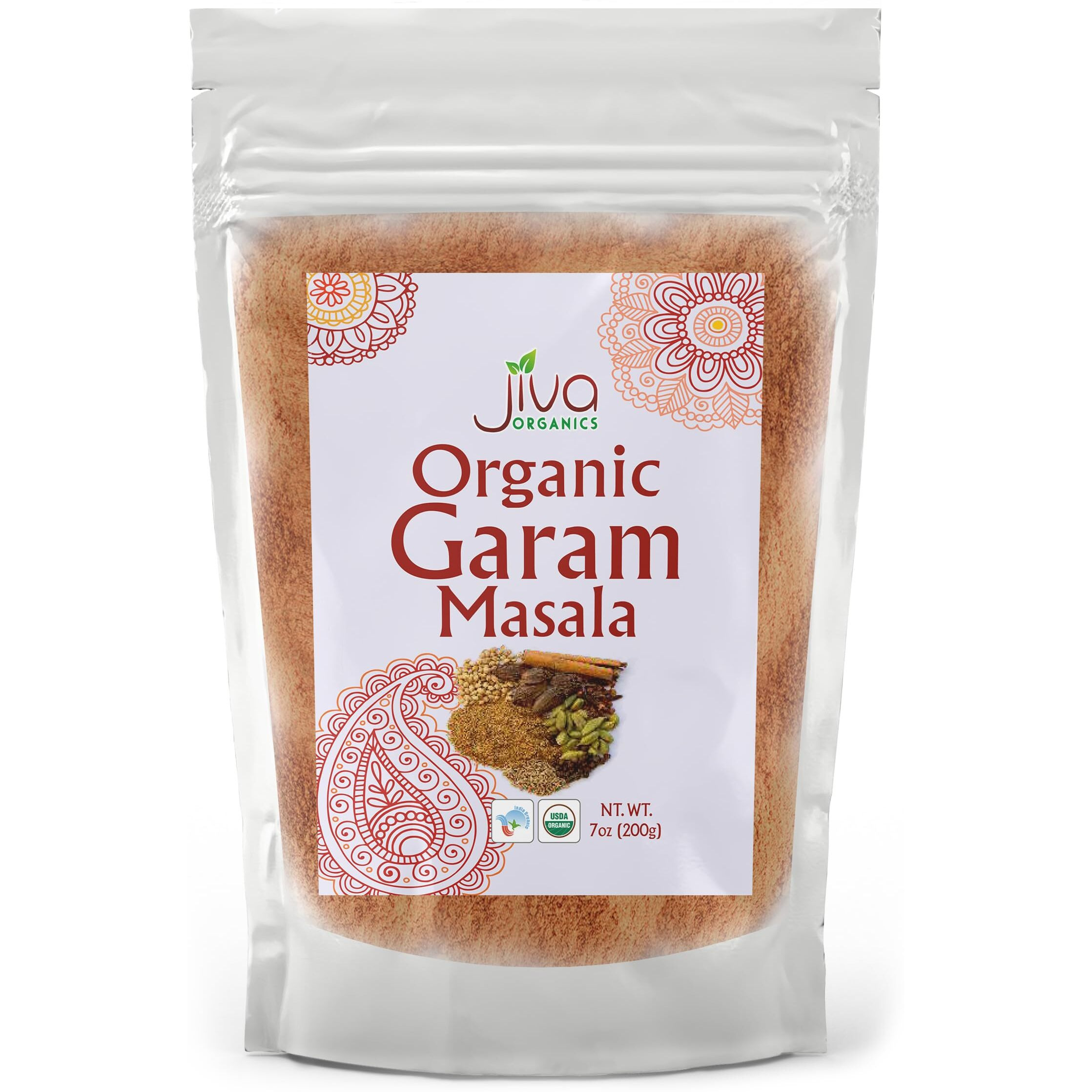 Jiva Organics Organic Garam Masala Powder 7 Ounce - NON-GMO, Salt Free, Premium Indian Spice Blend